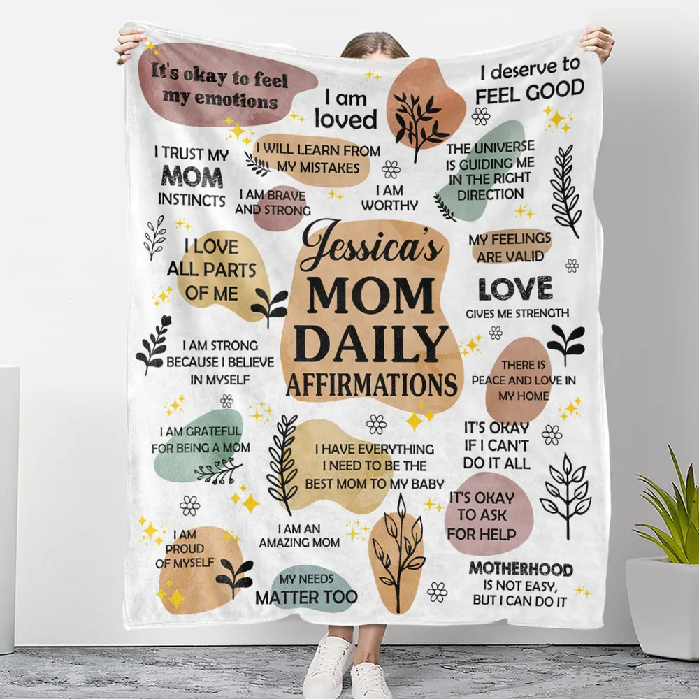 Daily Affirmations Custom Blanket, Mom Blanket, Gift For Mom/Grandma, Mother's Day Gifts