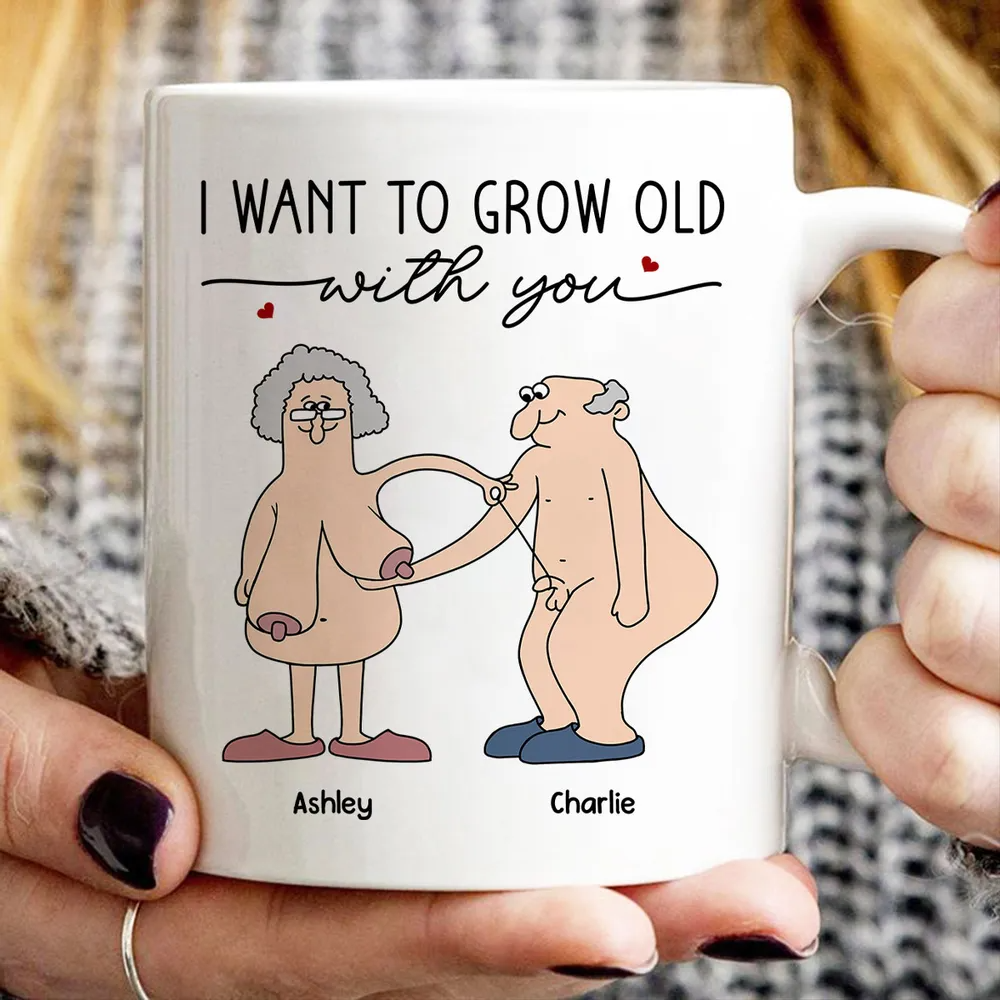 Growing Old Together Mug, Funny Couple Mug, Personalized Gifts for Husband, Old Couple Gift