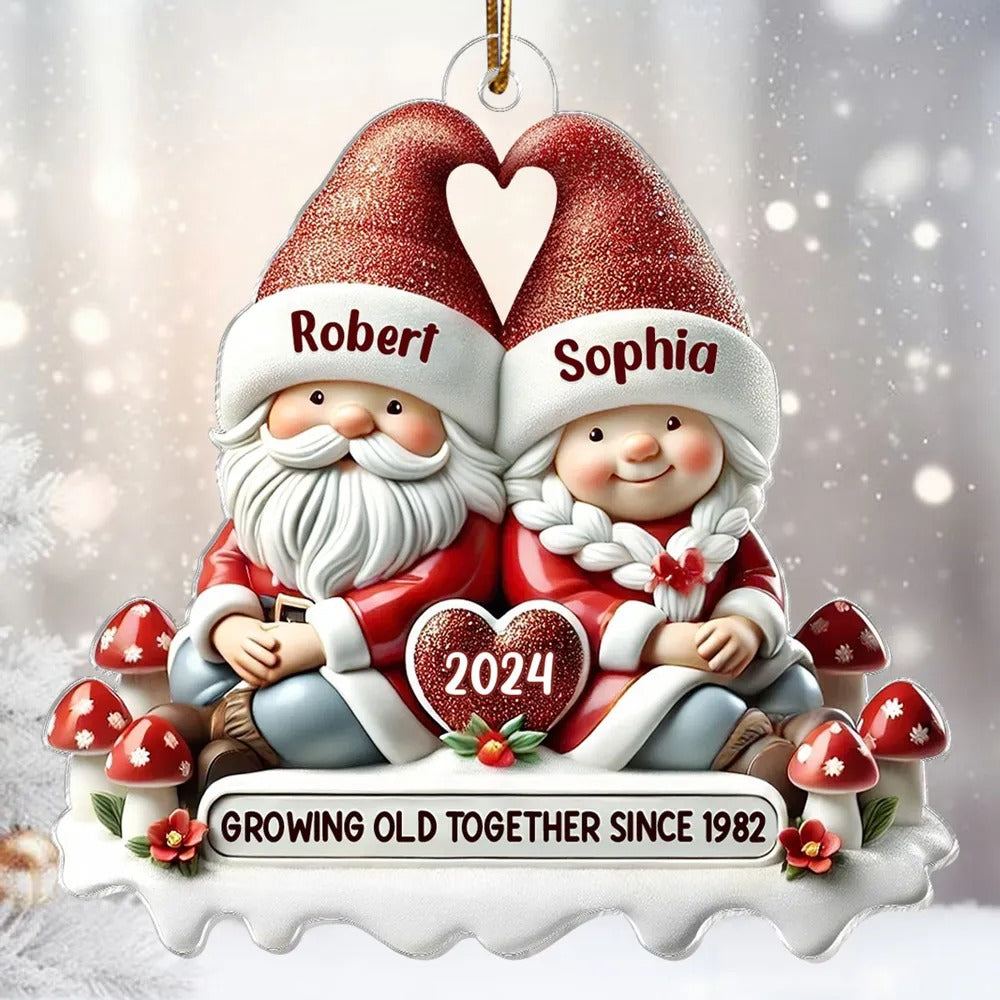 Growing Old Together Custom Gnome Gnome Couple Mirror Car Accessories, Valentine Gift For Couple