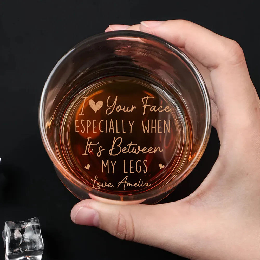 I Love Your Face Whiskey Glass, Funny Glassware, Couples Wine Glasses, Valentine Gifts For Him