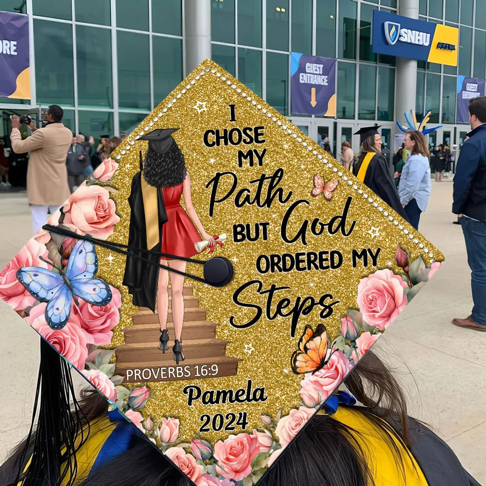Graduation Choose Path I Chose My Path But God Ordered My Steps Custom Graduation Cap Topper ...