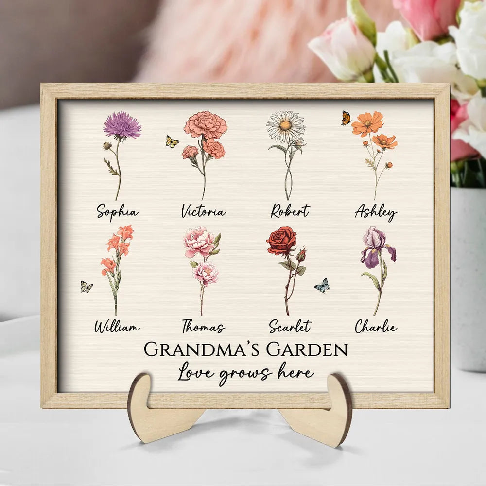 Grandma Garden Personalized Wooden Plaque, Mother's Day Gift, Gift For Mom And Grandma