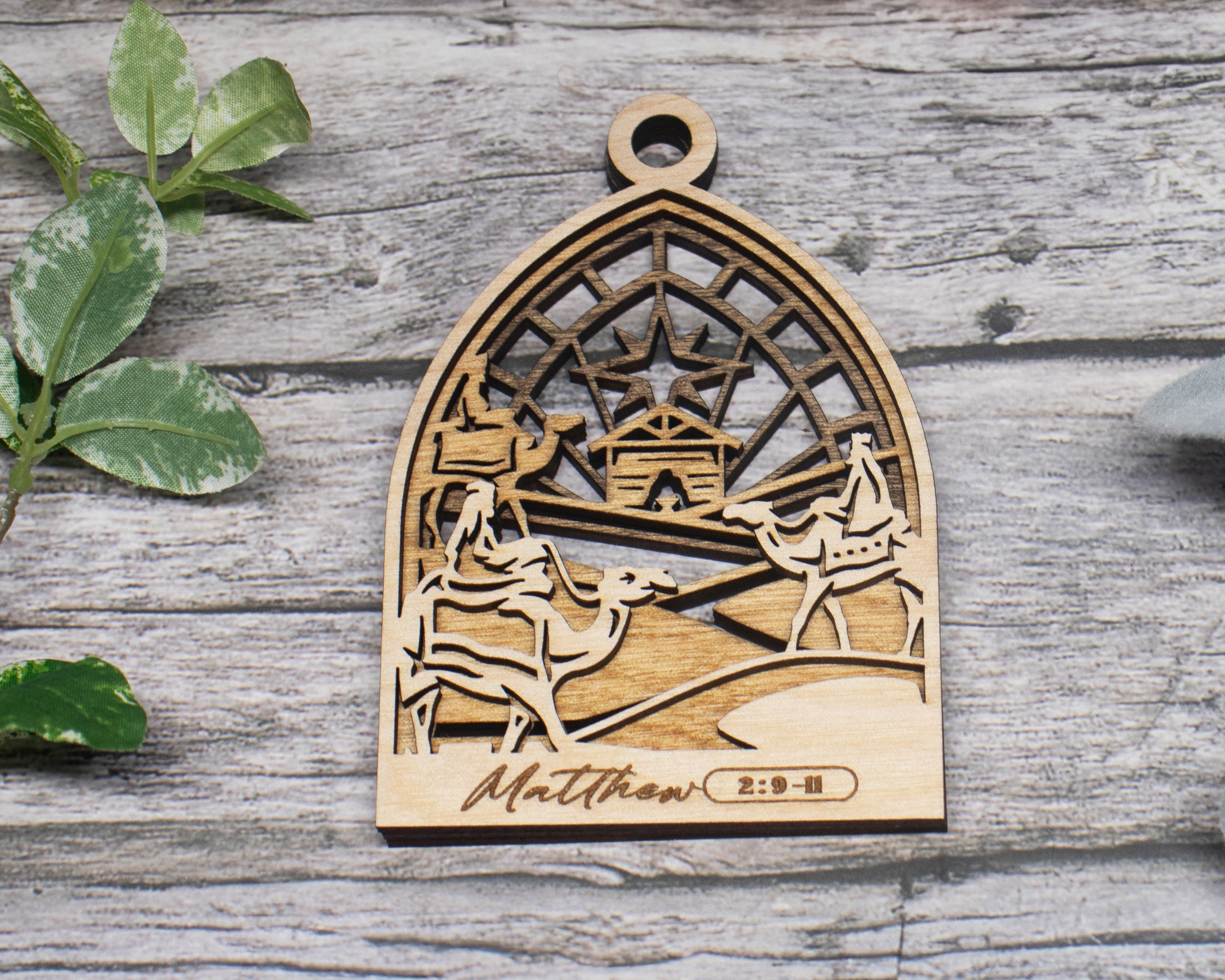 Matthew 2 9 11, Nativity Scene Christmas Ornaments, Nativity Ornament, Christian Gift, 3-Layer Wooden Ornament