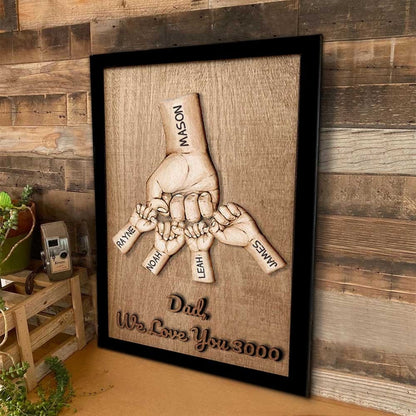 Best Dad Ever Personalized Dad and Kids Fist Bump With Name Engraving Wood Sign, Father's Day Gifts, Gifts For Dad