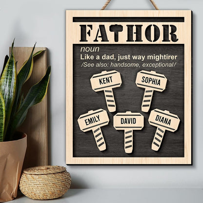Fathor Like A Dad, Just Way Mightirer Personalized Wooden Art, Dad Wood Sign, Gifts For Dad