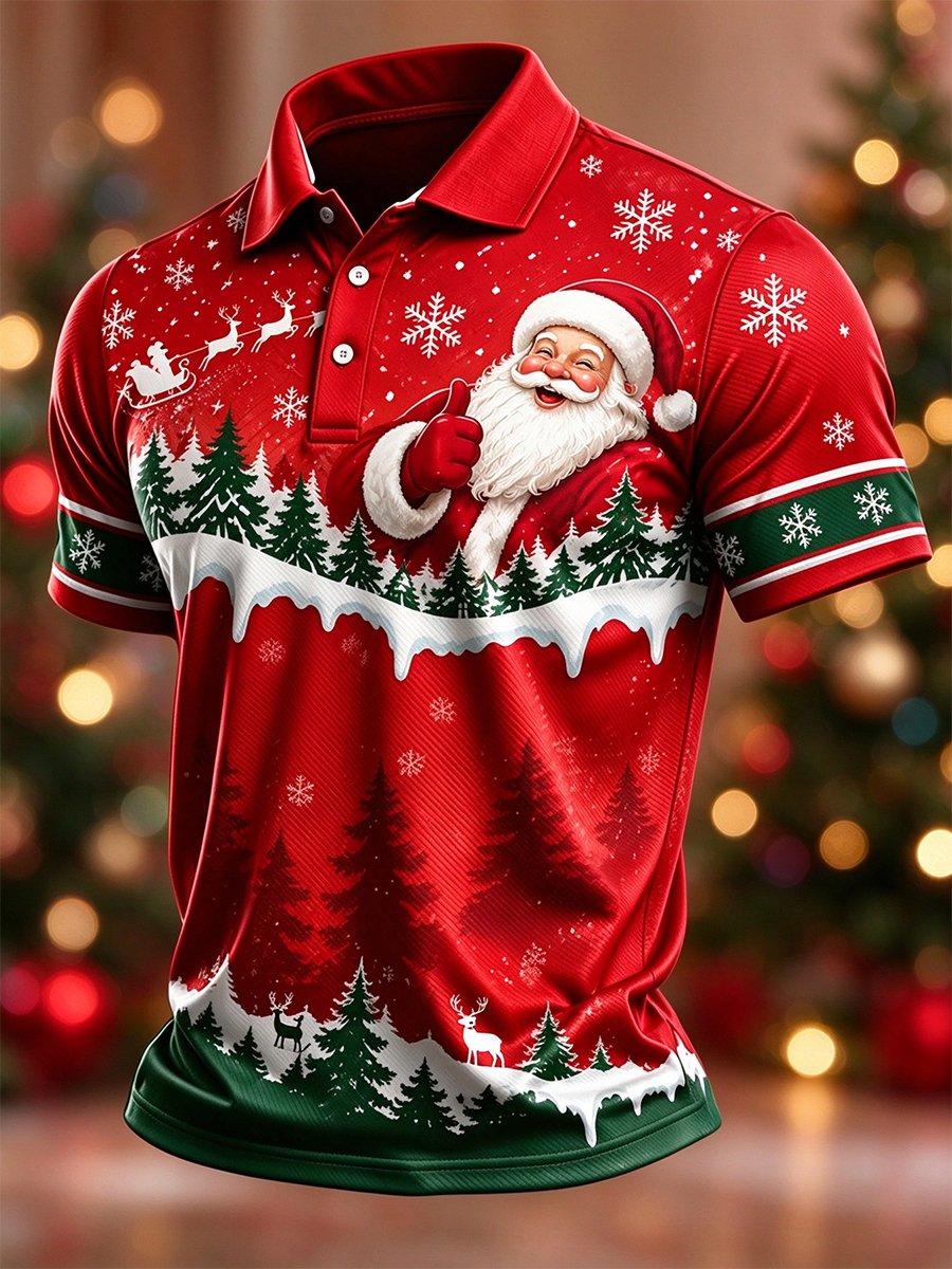 Thumbs Up Santa Claus Christmas Polo Shirt for Men