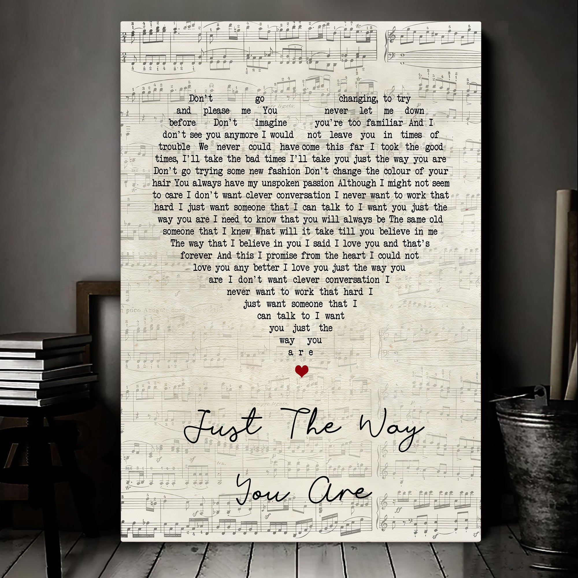 Billy Joel Just The Way You Are Script Heart Song Lyric Art Print Canvas Print Frames