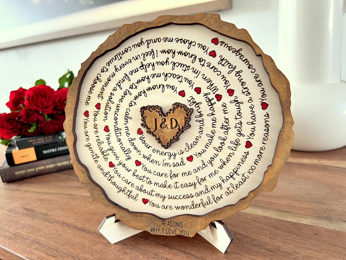 Reasons Why I Love You 2-Layered Wood Sign, Things I Love About You Valentines Day Sign, Valentines Gifts For Couple