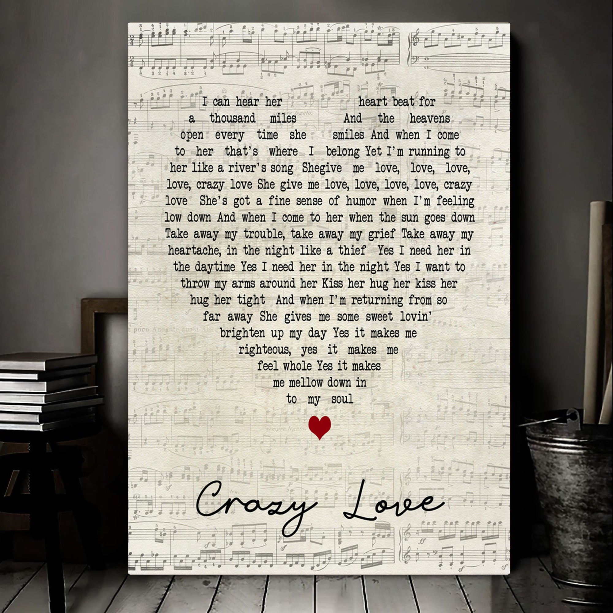 Crazy Love Van Morrison Script Heart Song Lyric Art Print Canvas Print Frames