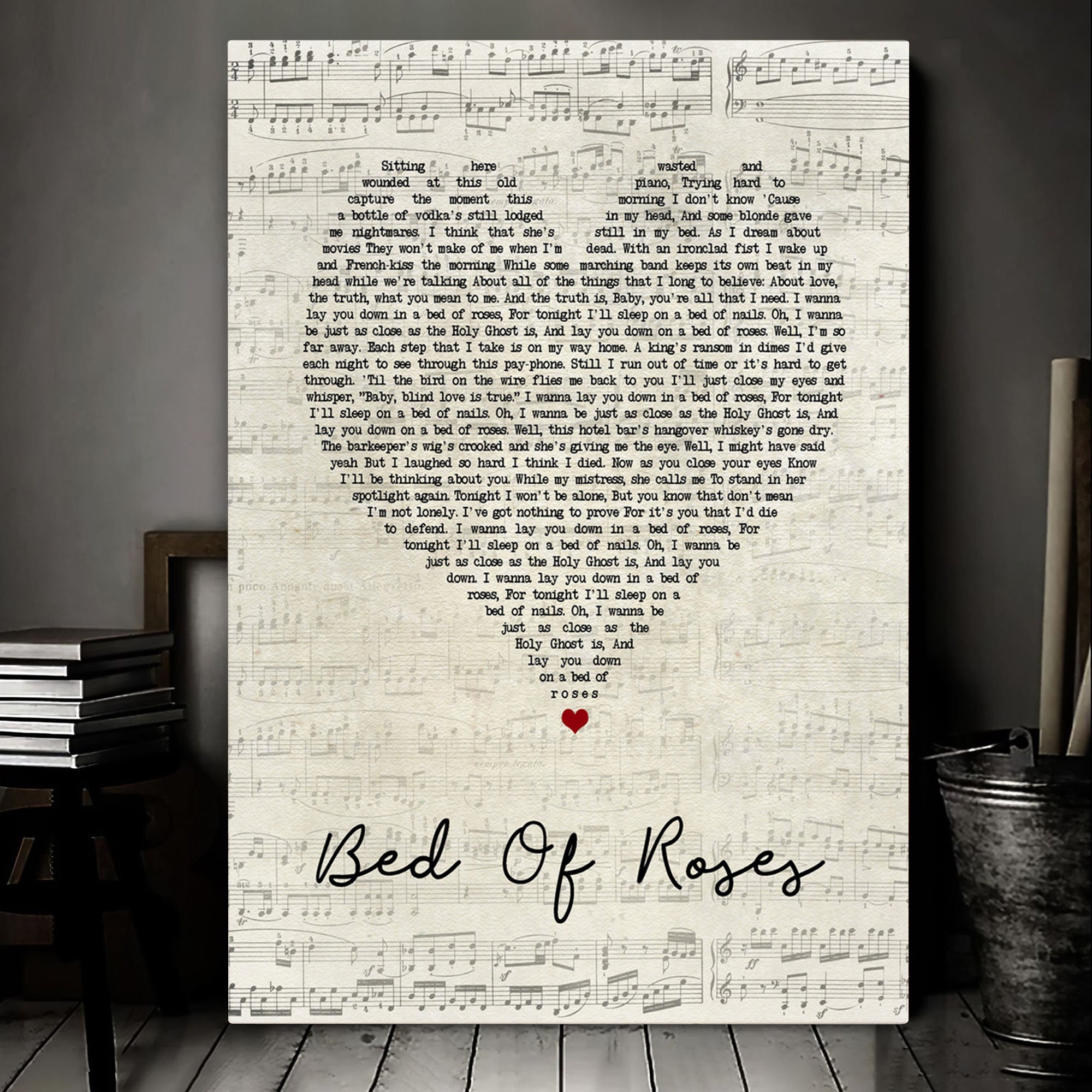 Bon Jovi Bed Of Roses Script Heart Song Lyric Art Print Canvas Print Frames