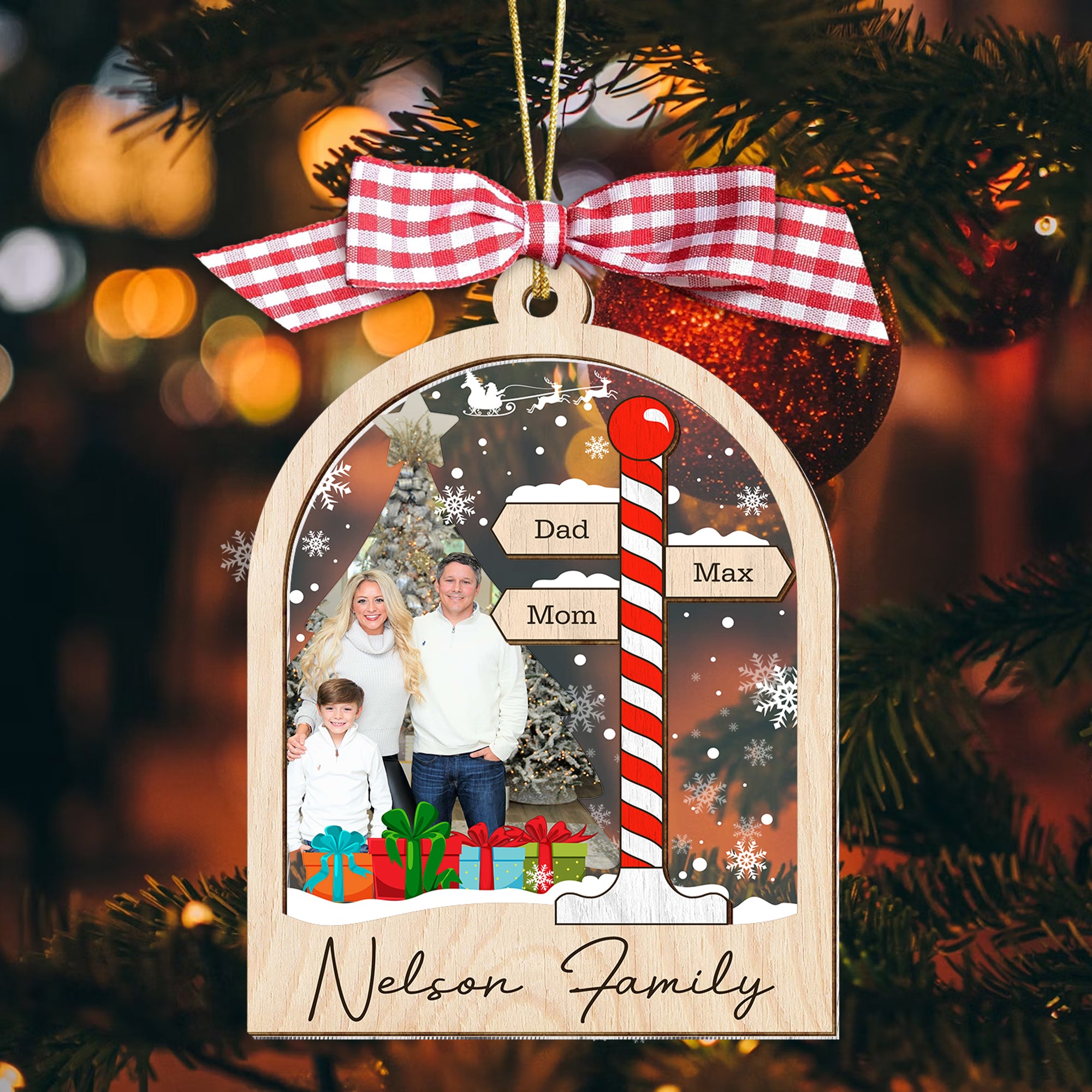 Personalized Family Name Christmas Ornament, 4D Shaker Ornament, Best Family Gift For Christmas