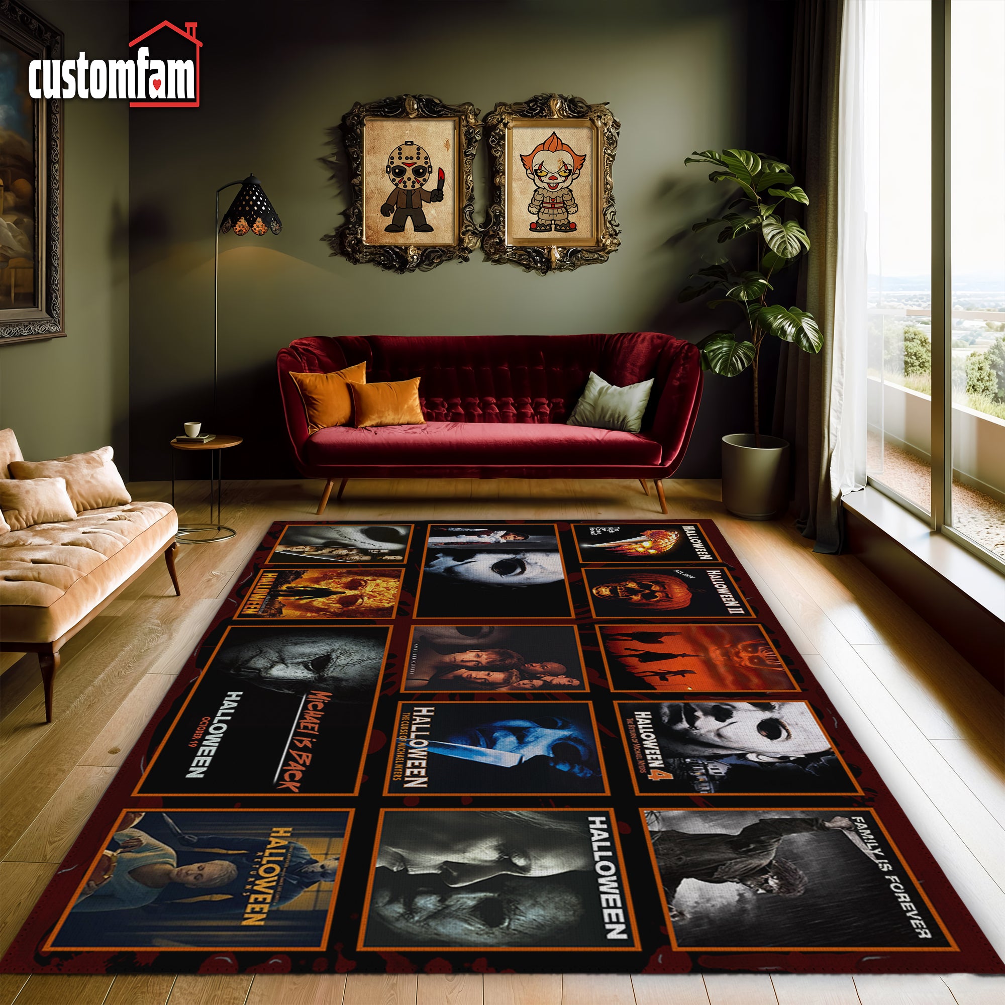 Horror Movies Characters Area Rug, Halloween Decor, Horror Movies Fan Gifts