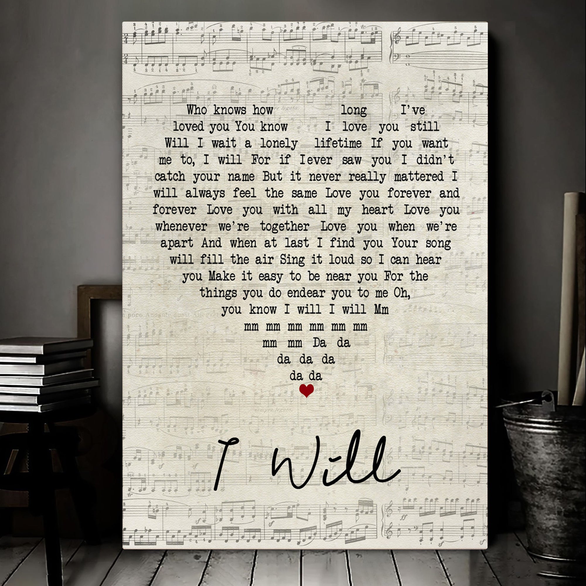 I Will Script Heart Song Lyric Art Print Canvas Print Frames