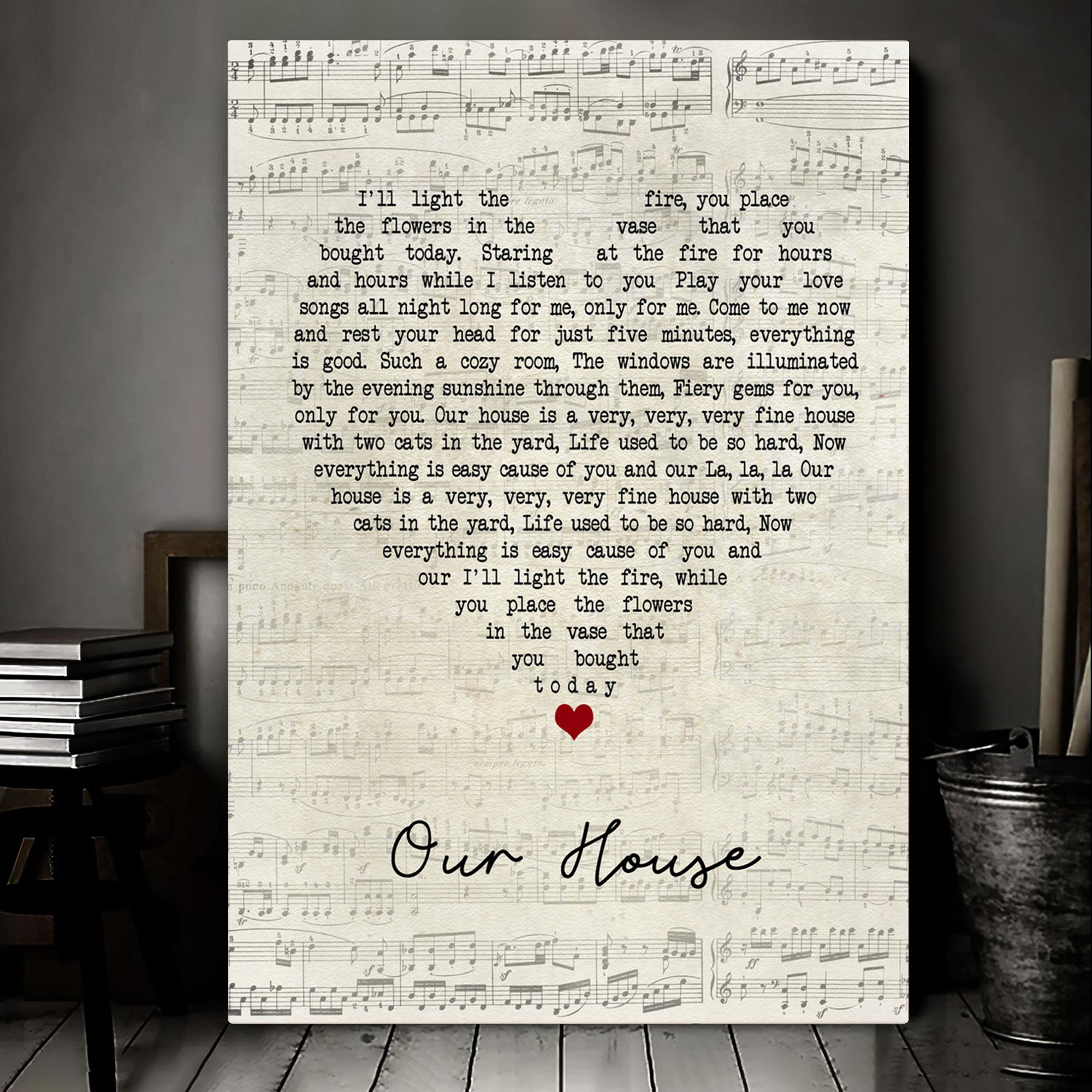 Crosby, Stills, Nash & Young Our House Script Heart Song Lyric Art Print Canvas Print Frames