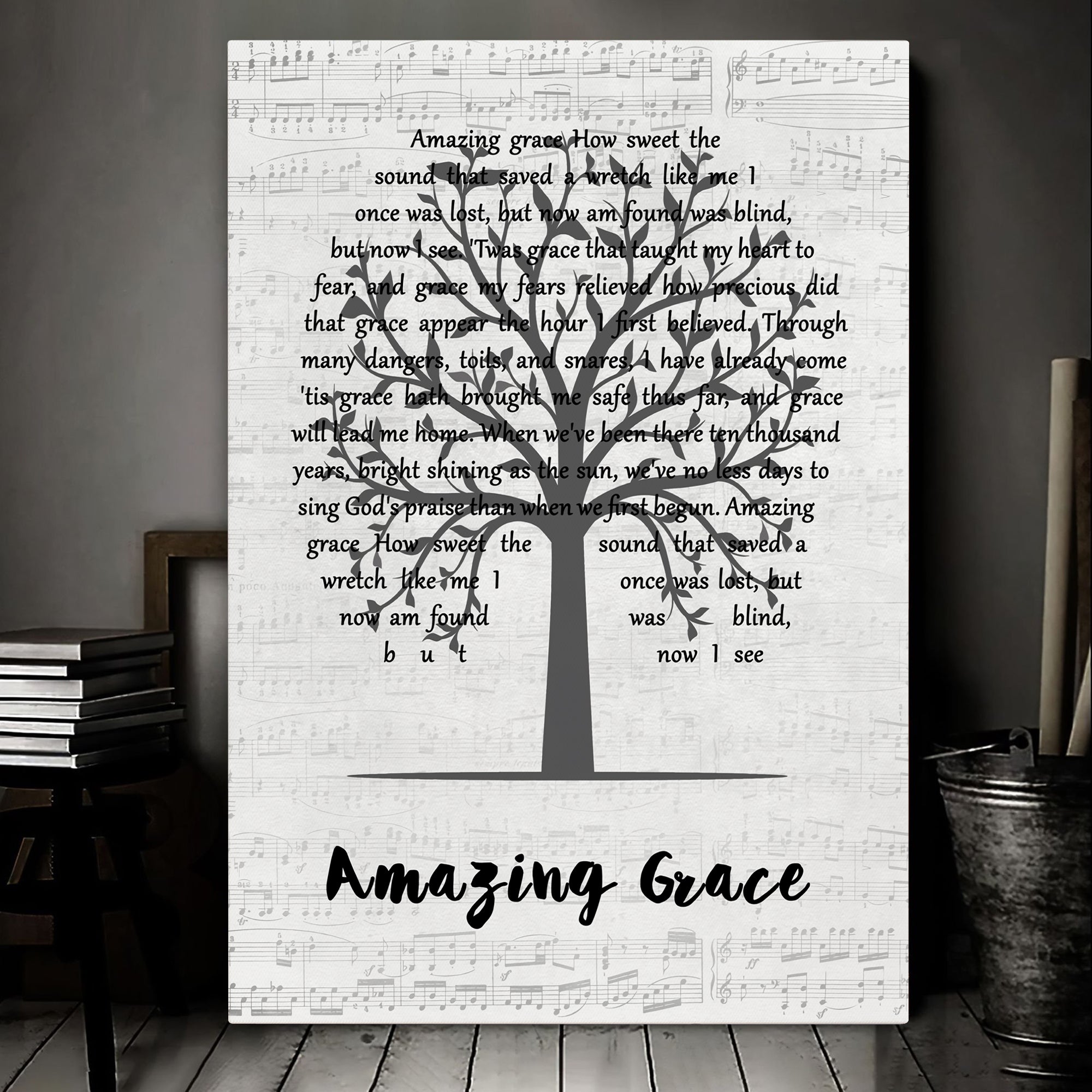 Alan Jackson Amazing Grace Music Script Tree Song Lyric Art Print Canvas Print Frames