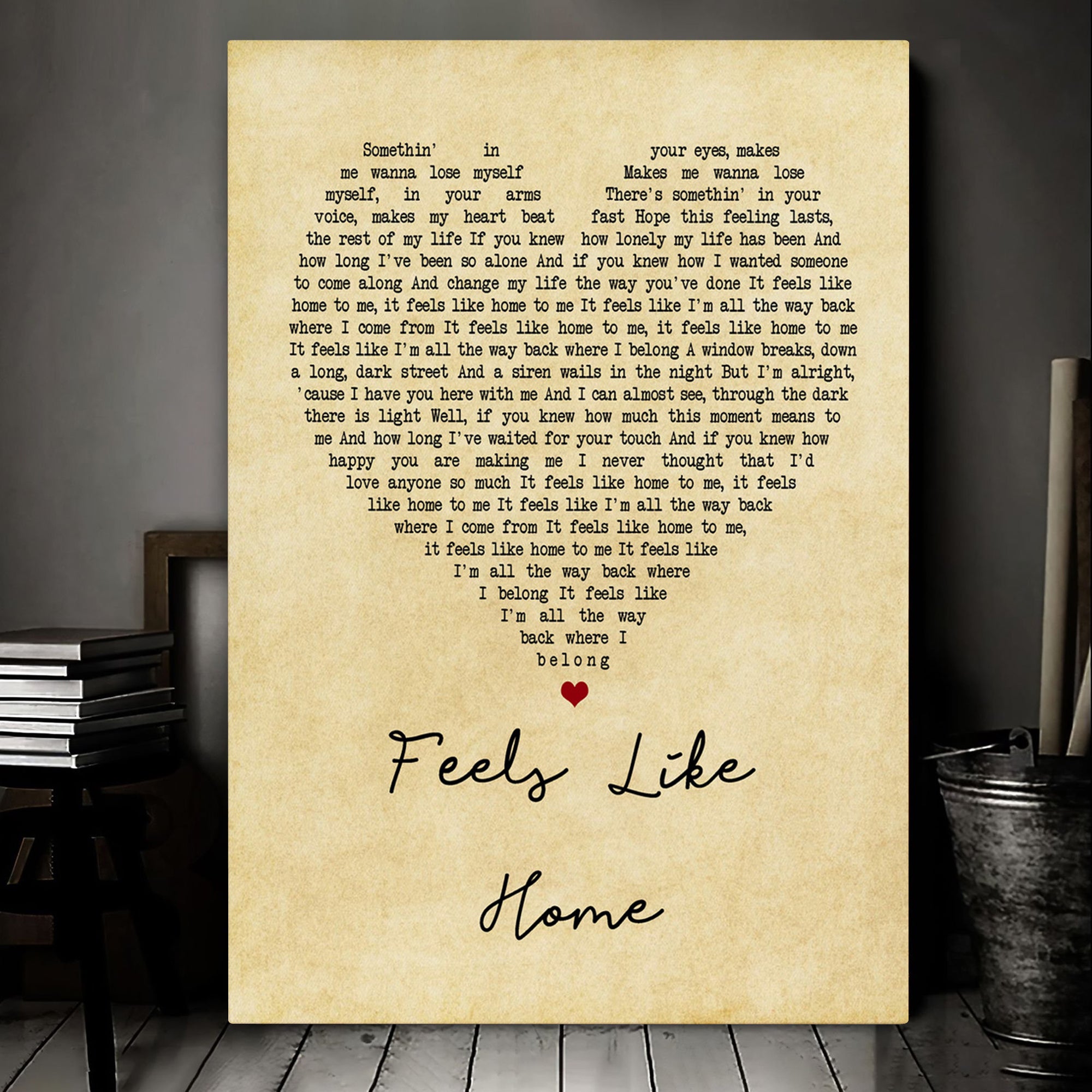 Chantal Kreviazuk Feels Like Home Vintage Heart Song Lyric Music Wall Art Print Lyrics Poster Wrapped Canvas Frame Gift