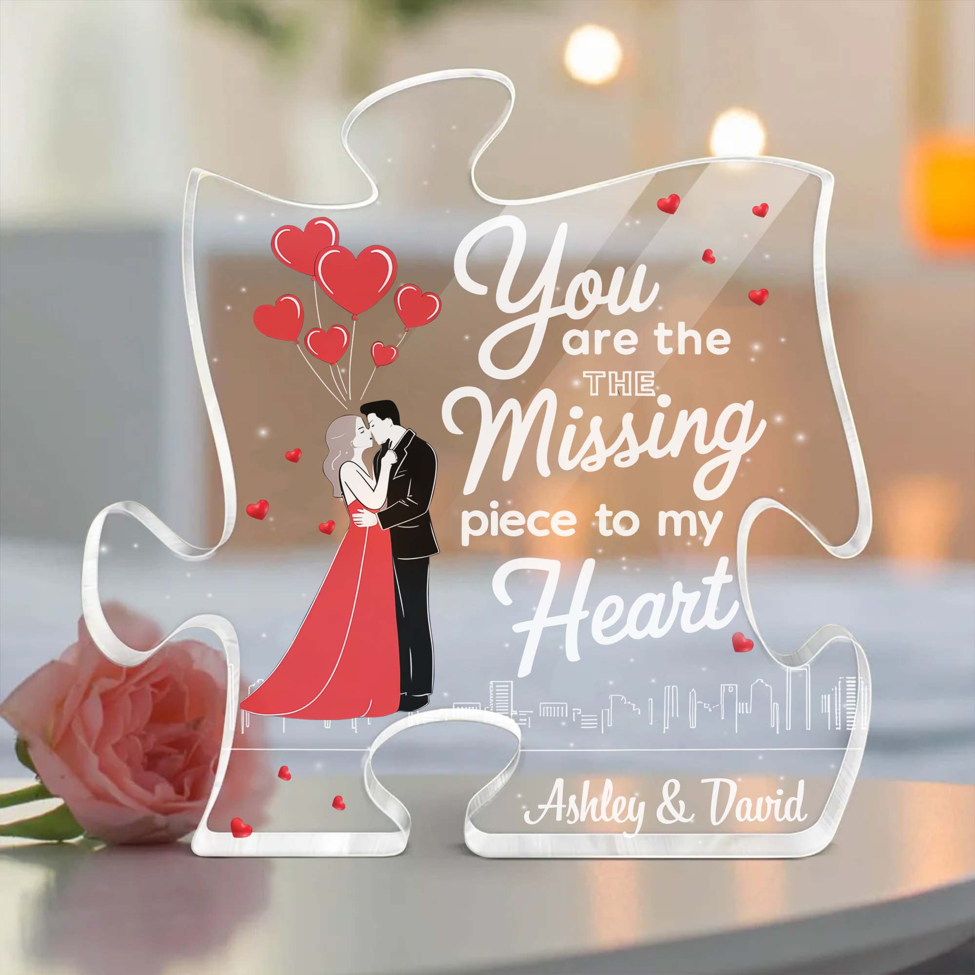 You Are The Missing Piece To My Heart Personalized Acrylic Plaque, Valentine Gifts