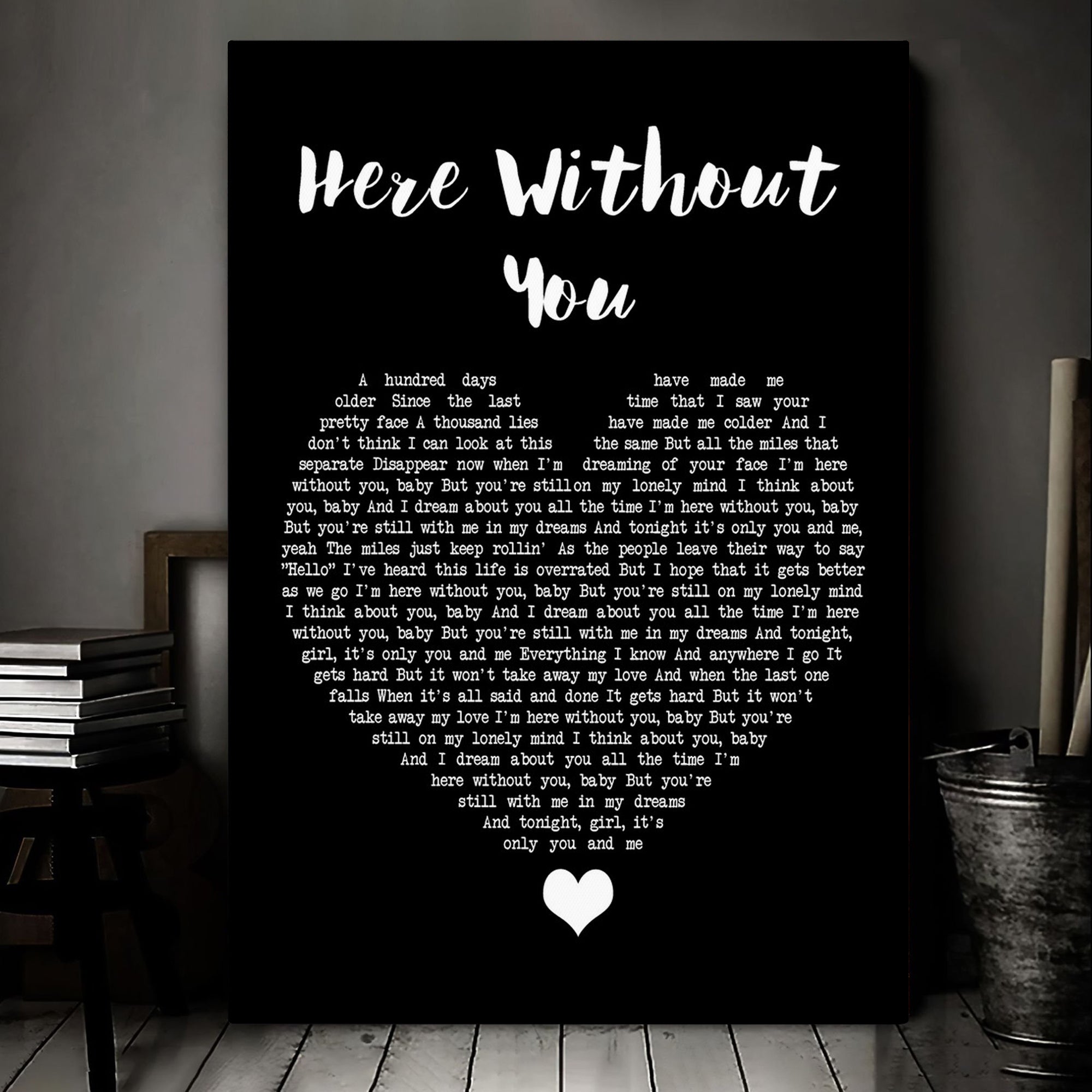 3 Doors Down Here Without You Black Heart Song Lyric Art Music Print Canvas Print Frames