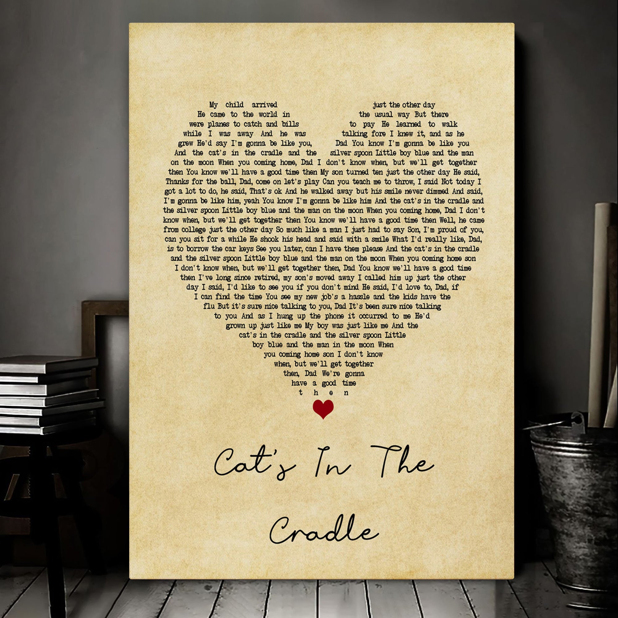 Harry Chapin Cat's In The Cradle Vintage Heart Song Lyric Music Art Print Canvas Print Frames