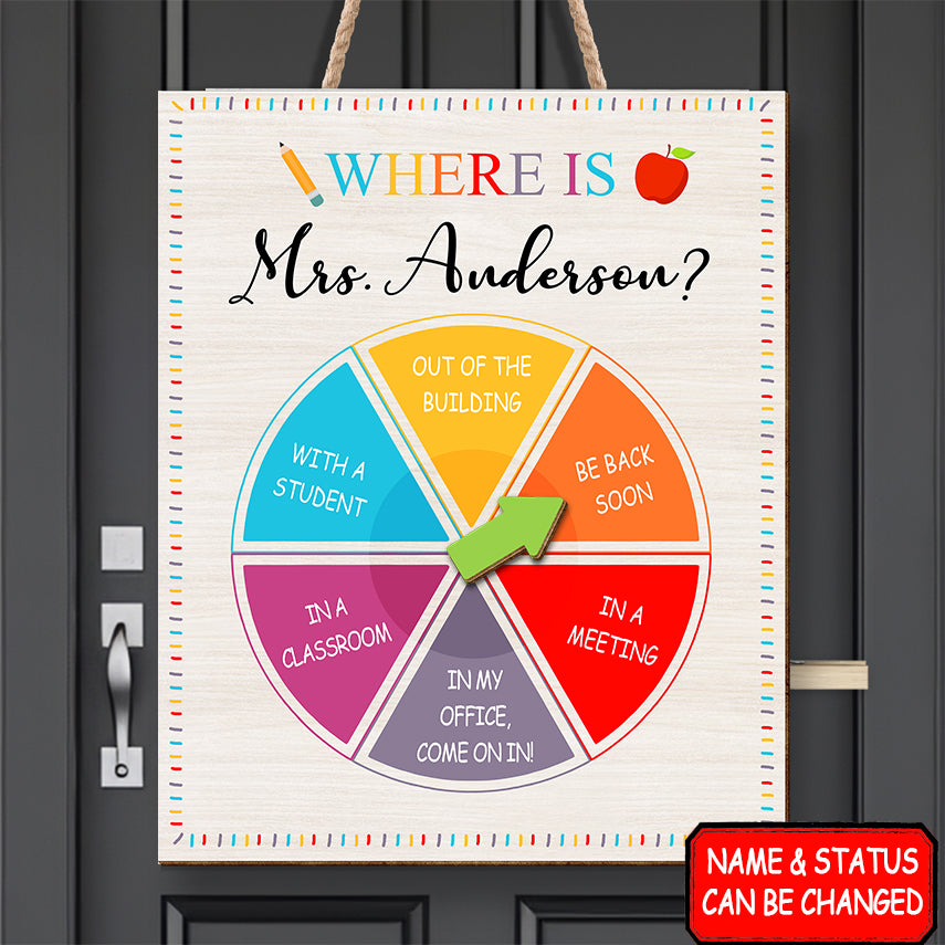 Where's the Teacher Personalized Classroom Door Sign, Back To School Gift