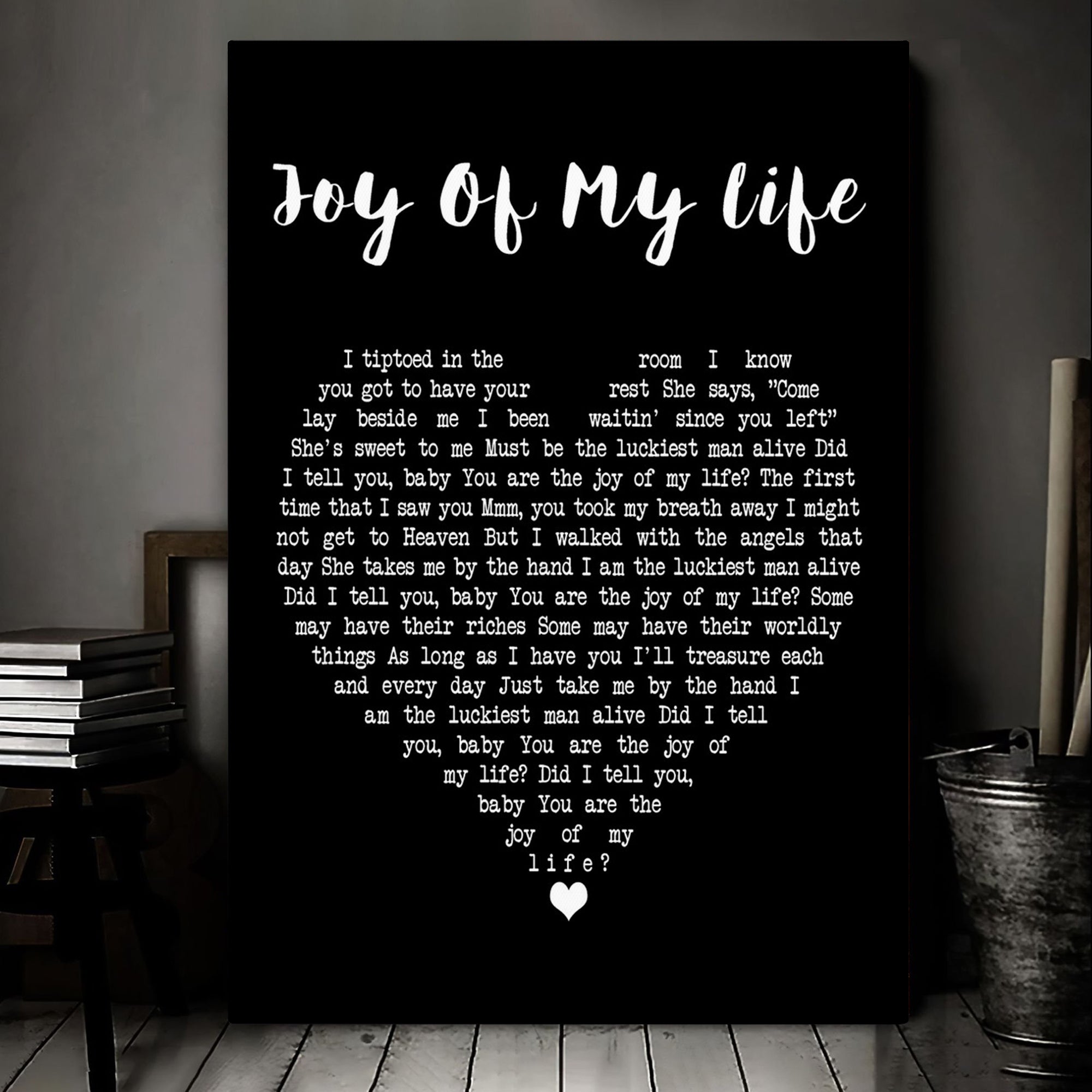 Chris Stapleton Joy of My Life Black Heart Decorative Art Gift Song Lyric Print Canvas Print Frames