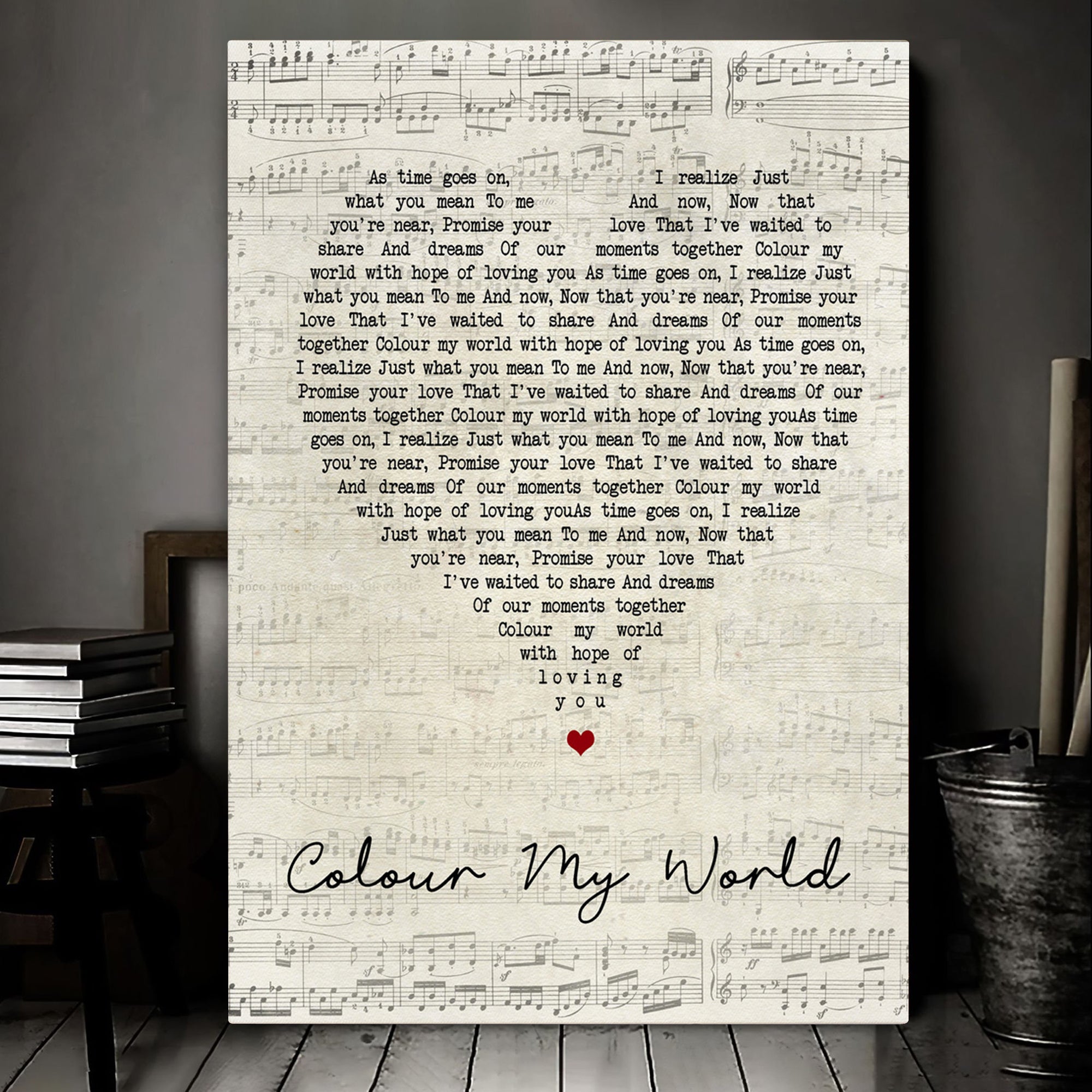 Chicago Colour My World Script Heart Song Lyric Art Print Canvas Print Frames