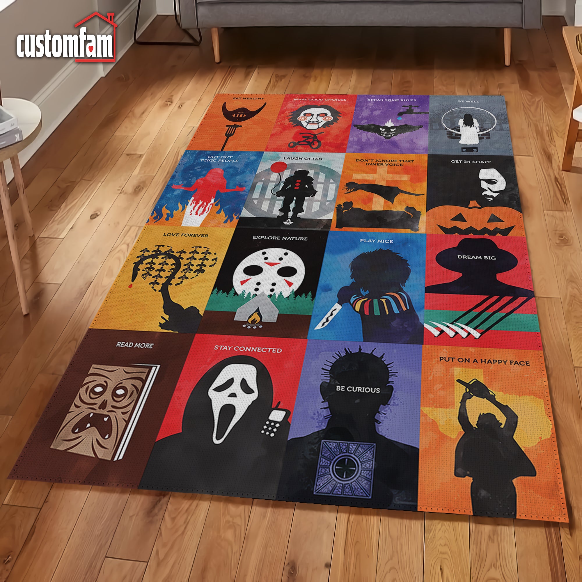 Horror Movies Area Rug, Horror Movie Gifts, Halloween Room Decor ...
