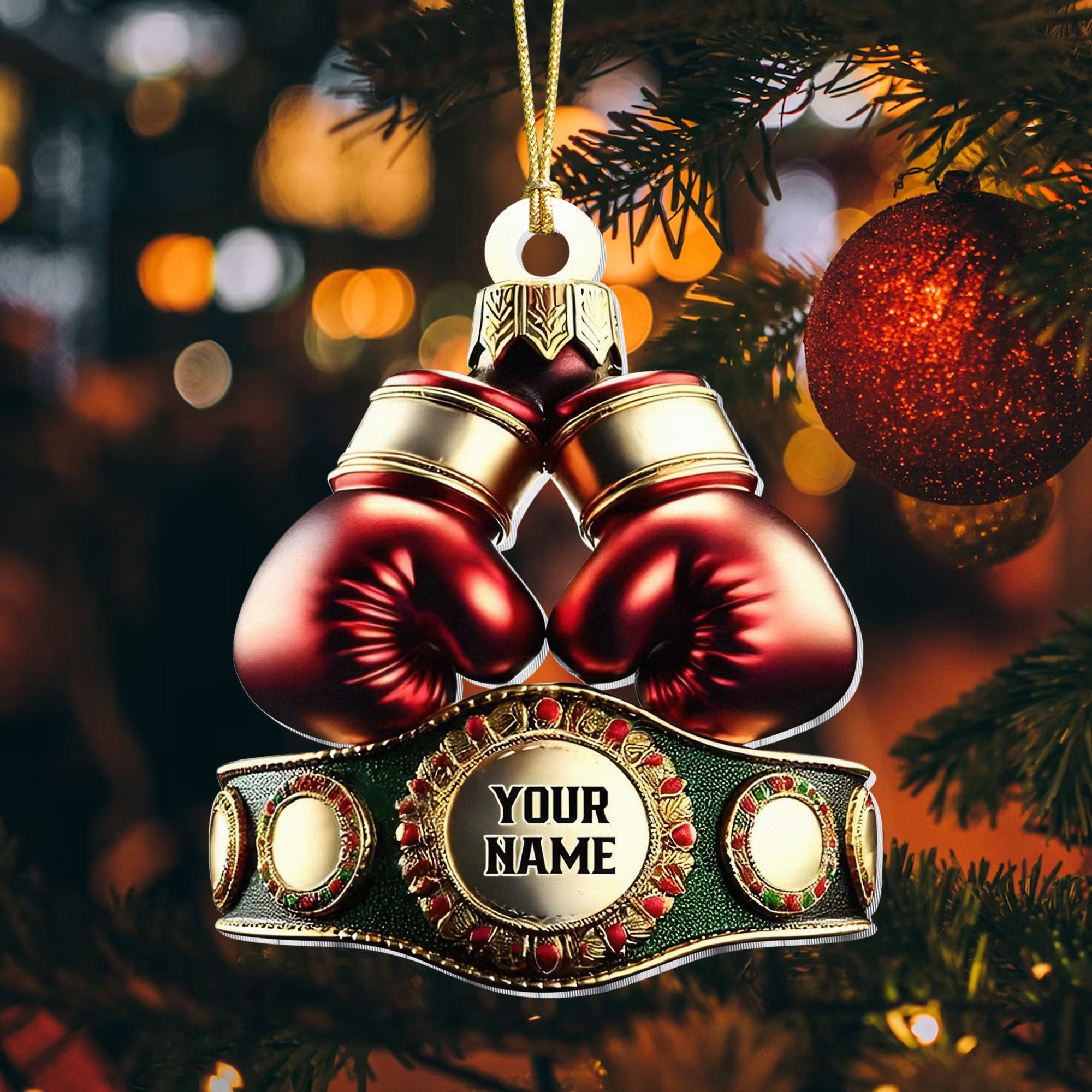 Custom Christmas Acrylic Boxing Glove Ornament, Gift For Boxers