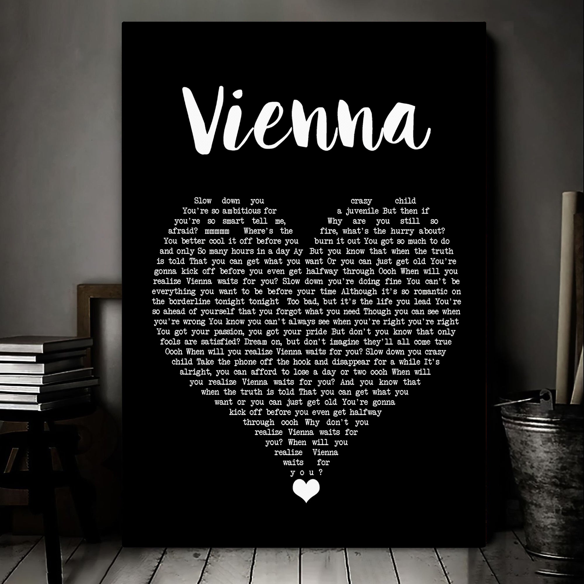 Billy Joel Vienna Black Heart Song Lyric Art Music Print Canvas Print Frames