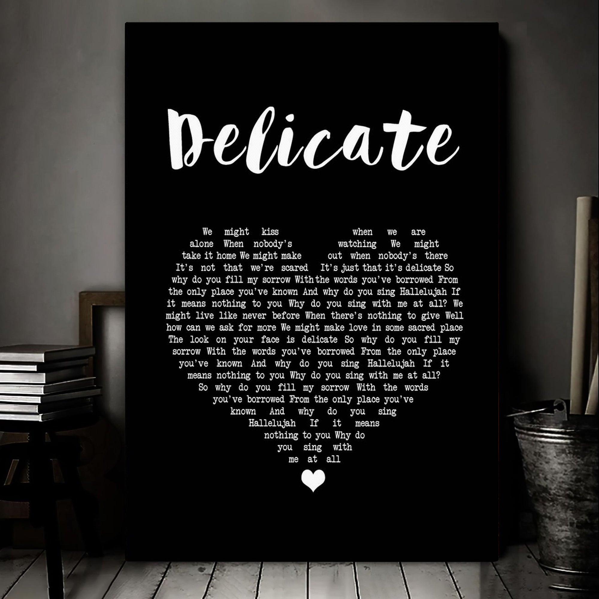 Damien Rice Delicate Black Heart Song Lyric Art Print Canvas Print Frames