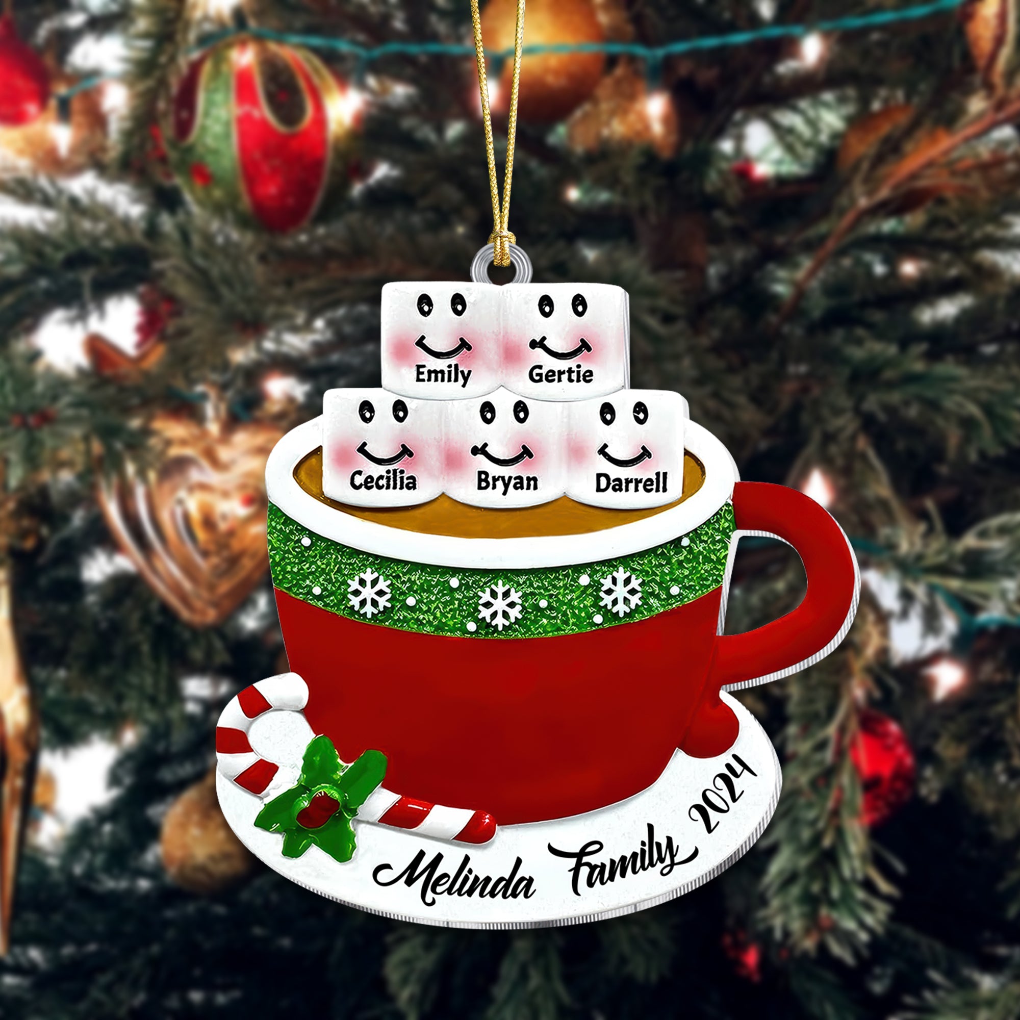 Personalized Christmas Acylic Ornament 2024 Cup, Personalized Family Ornament, Family Tree Decoration