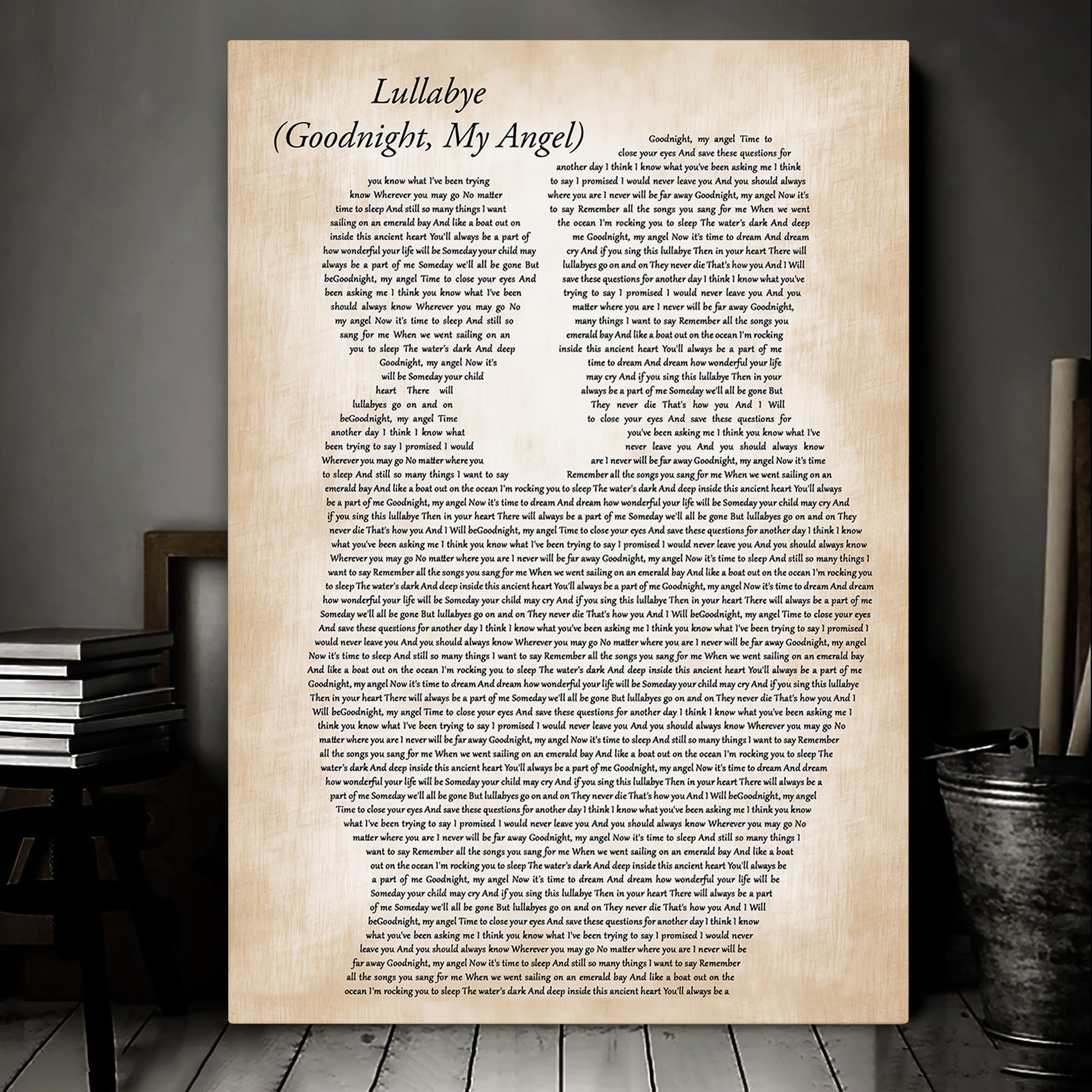 Billy Joel Lullabye (Goodnight, My Angel) Father & Child Song Lyric Music Art Print Canvas Print Frames