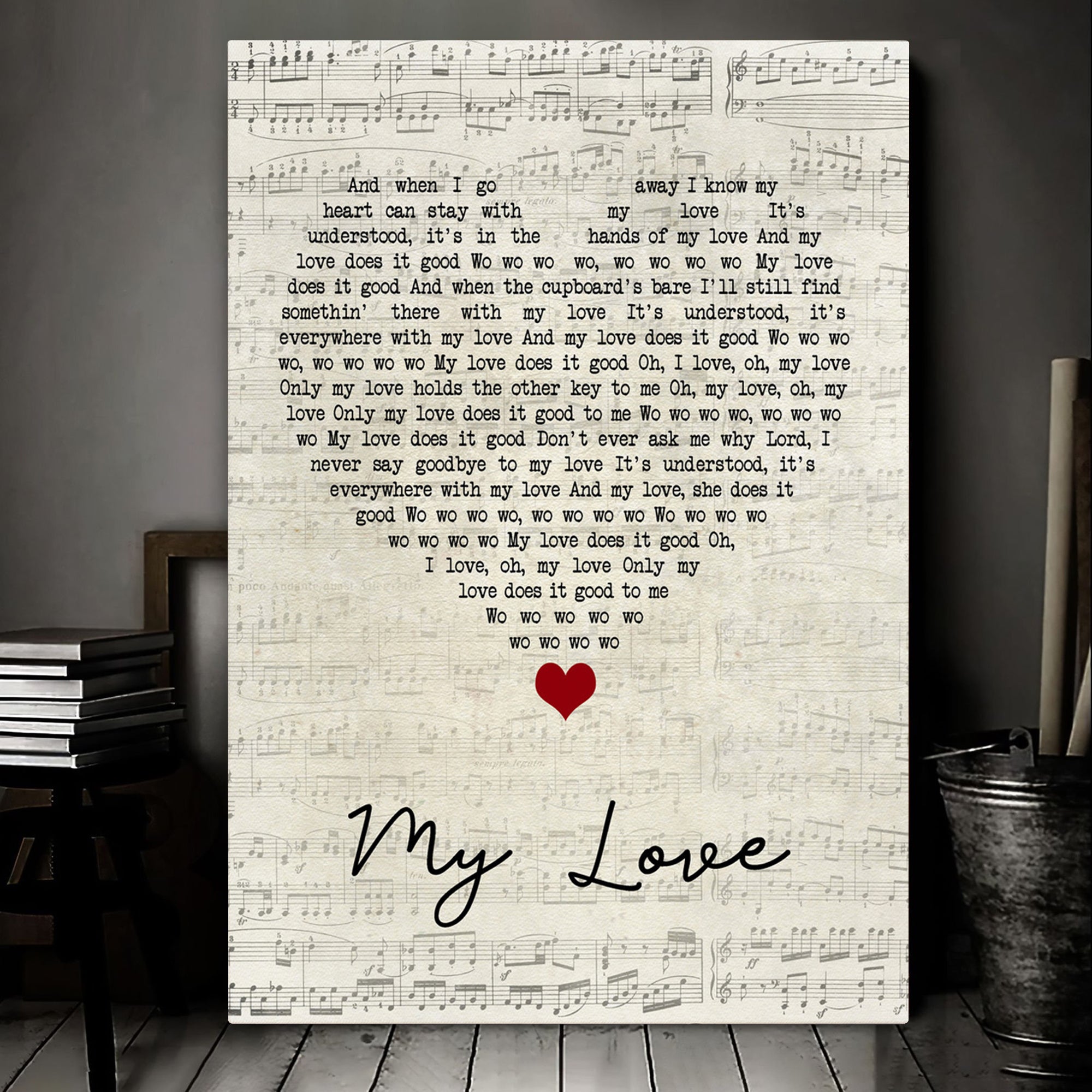 Paul McCartney & Wings My Love Script Heart Song Lyric Art Print Canvas Print Frames