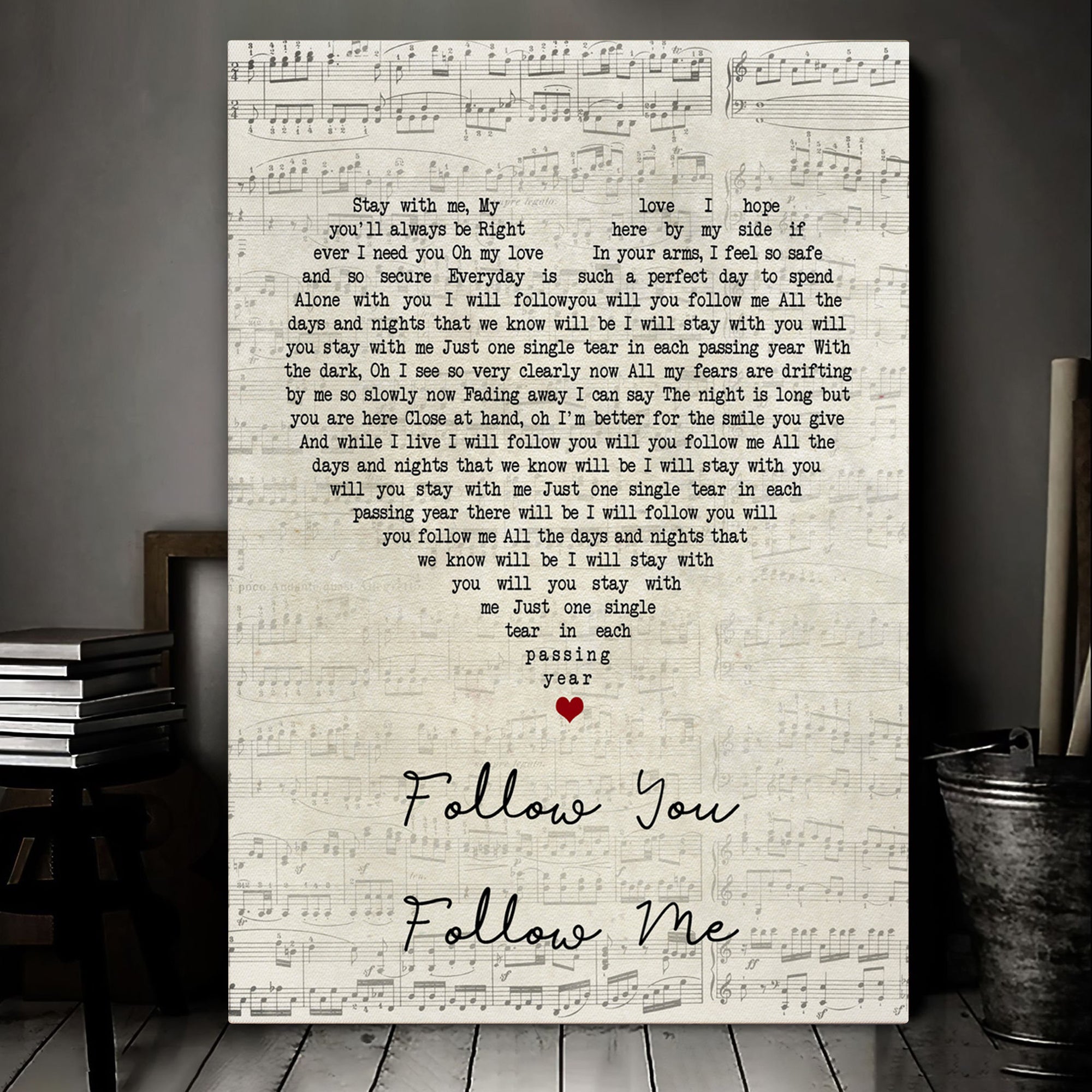 Genesis Follow You Follow Me Script Heart Song Lyric Art Print Canvas Print Frames