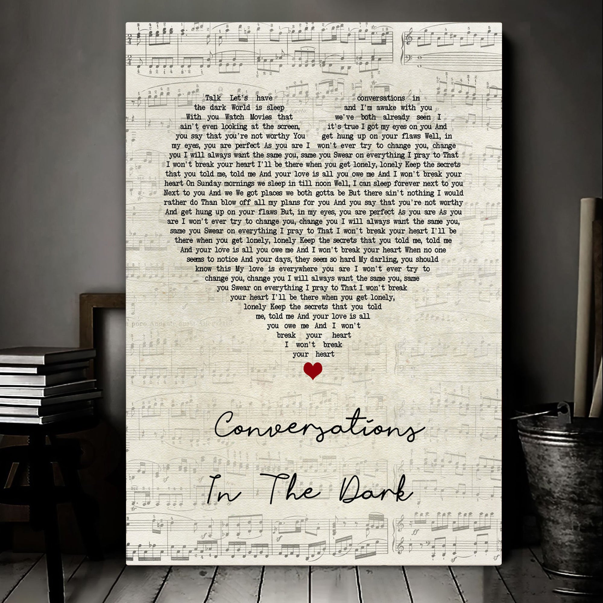 John Legend Conversations In The Dark Script Heart Song Lyric Art Print Canvas Print Frames