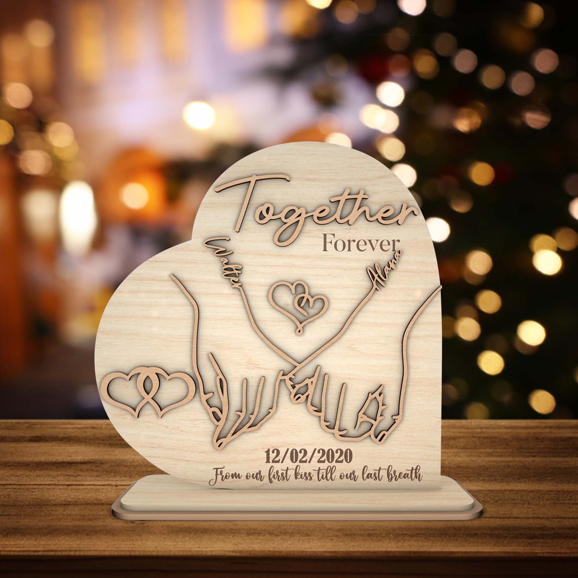 Together Forever Couple Holding Hands Wooden Sign, Pinky Promise Valentines Day Sign, Couple Anniversary Gifts