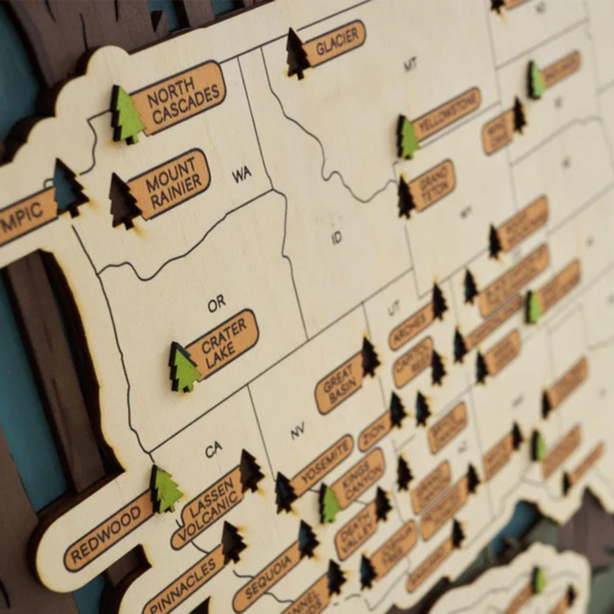 Custom Nation Map Custom National Park Map In Usa, Wooden Travel Map, National Park Trac ...