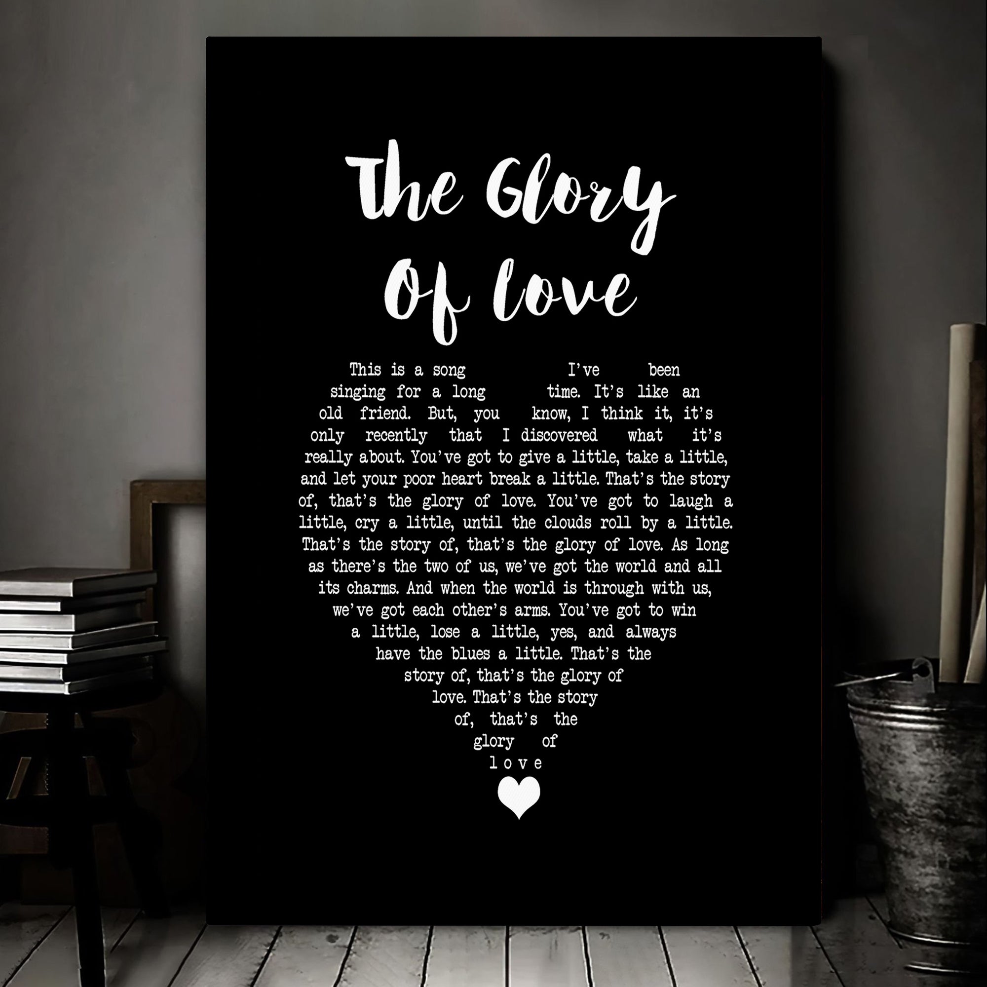 Bette Midler The Glory Of Love Black Heart Song Lyric Art Music Print Canvas Print Frames