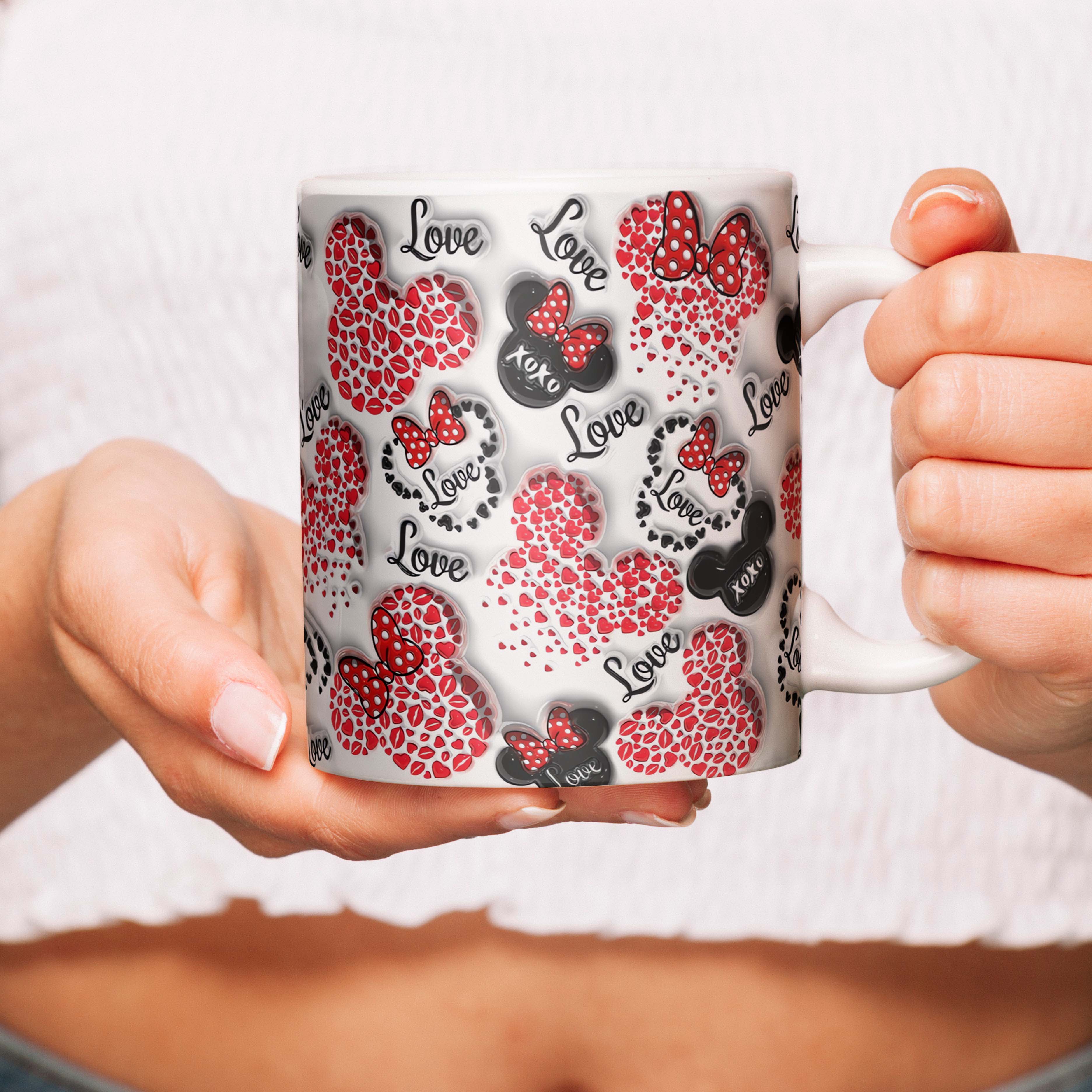 Mouse Hearts Custom Photo Accent Mug, Valentine Coffee Mug, Couple Mug, Valentine's Day Gift