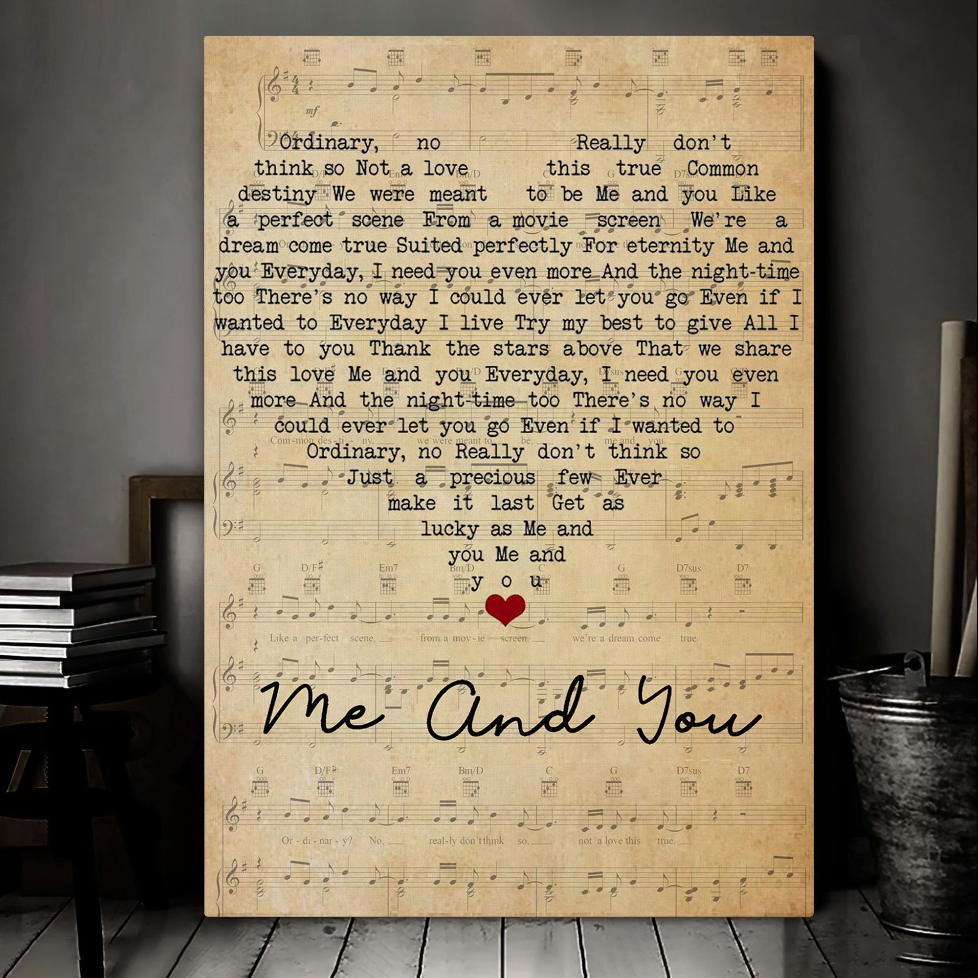 Kenny Chesney Me And You Script Heart Song Lyric Art Print Canvas Print Frames