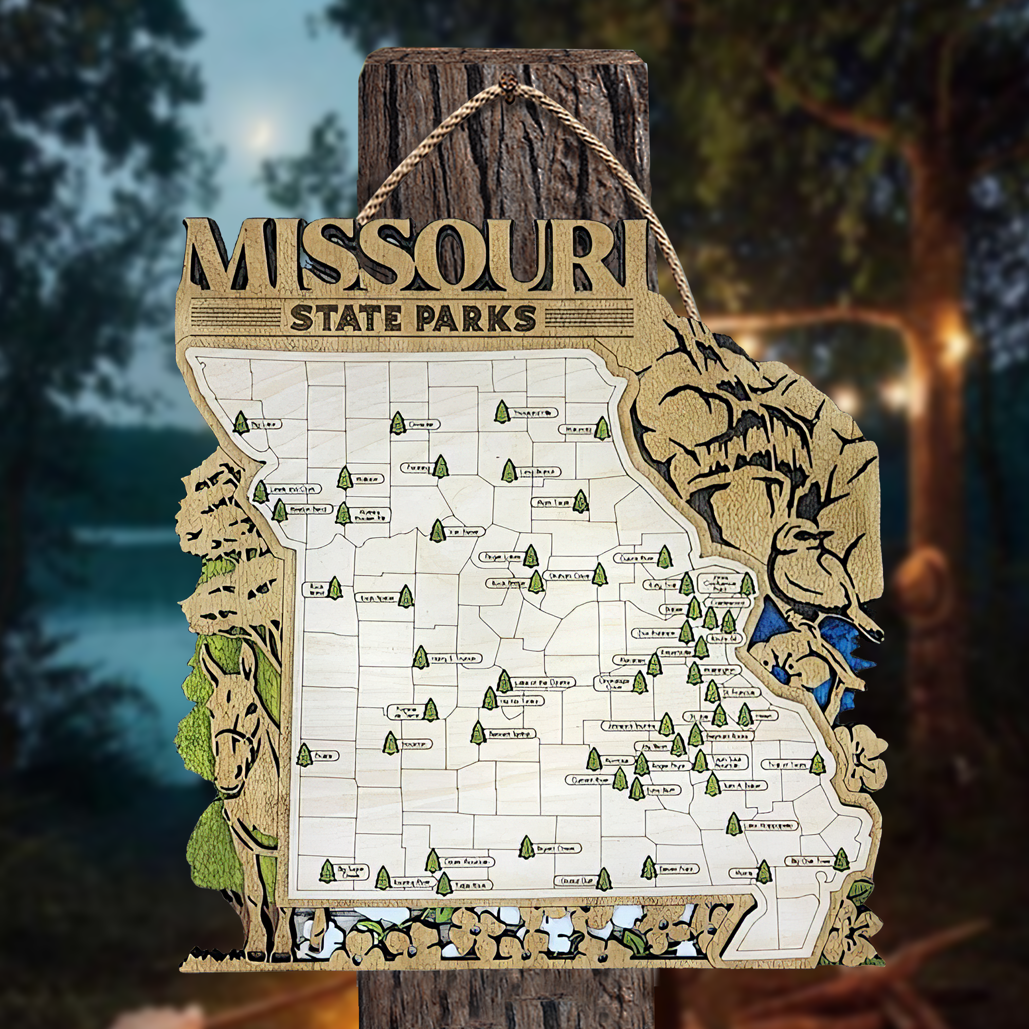 The Missouri State Park Map, Personalized Travel Map, Gift For Travelers