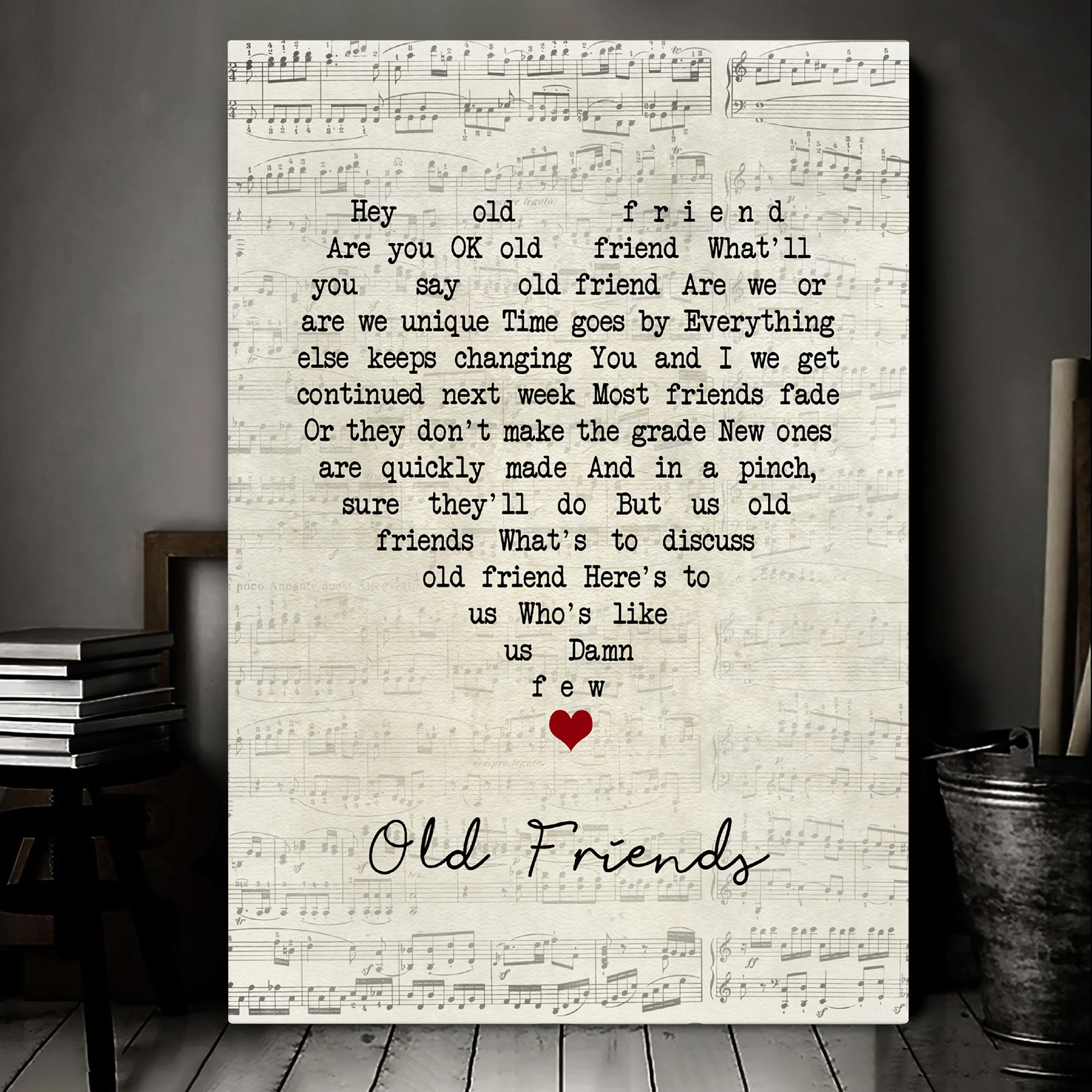 Barry Manilow Old Friends Script Heart Song Lyric Art Print Canvas Print Frames