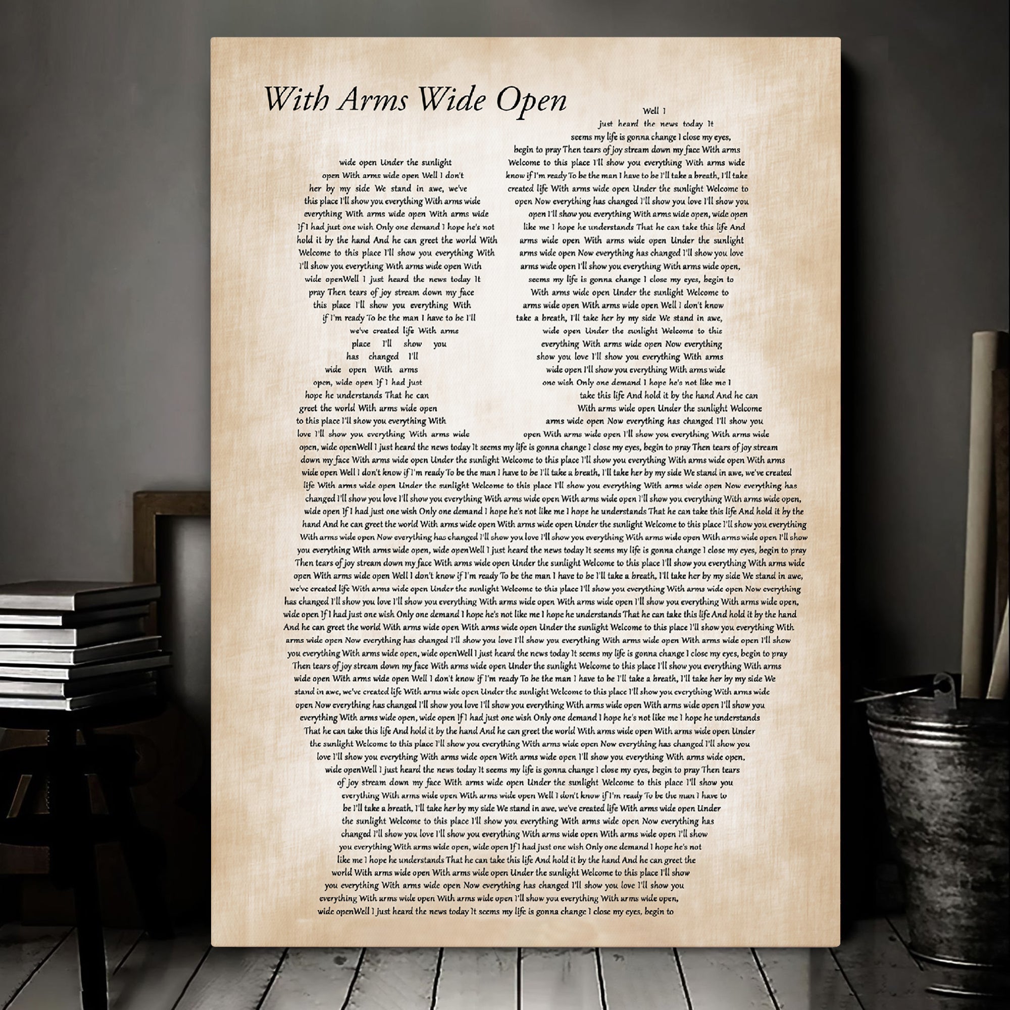 Creed With Arms Wide Open Father & Child Decorative Art Gift Song Lyric Print Canvas Print Frames