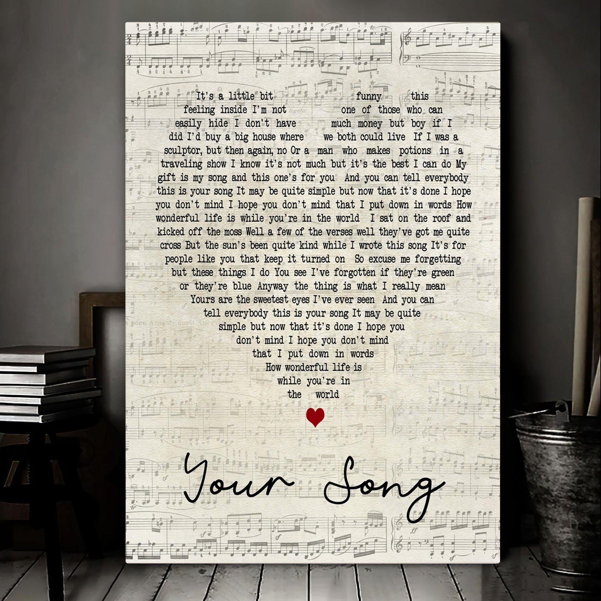 Your Song Elton John Script Heart Song Lyric Art Print Canvas Print Frames