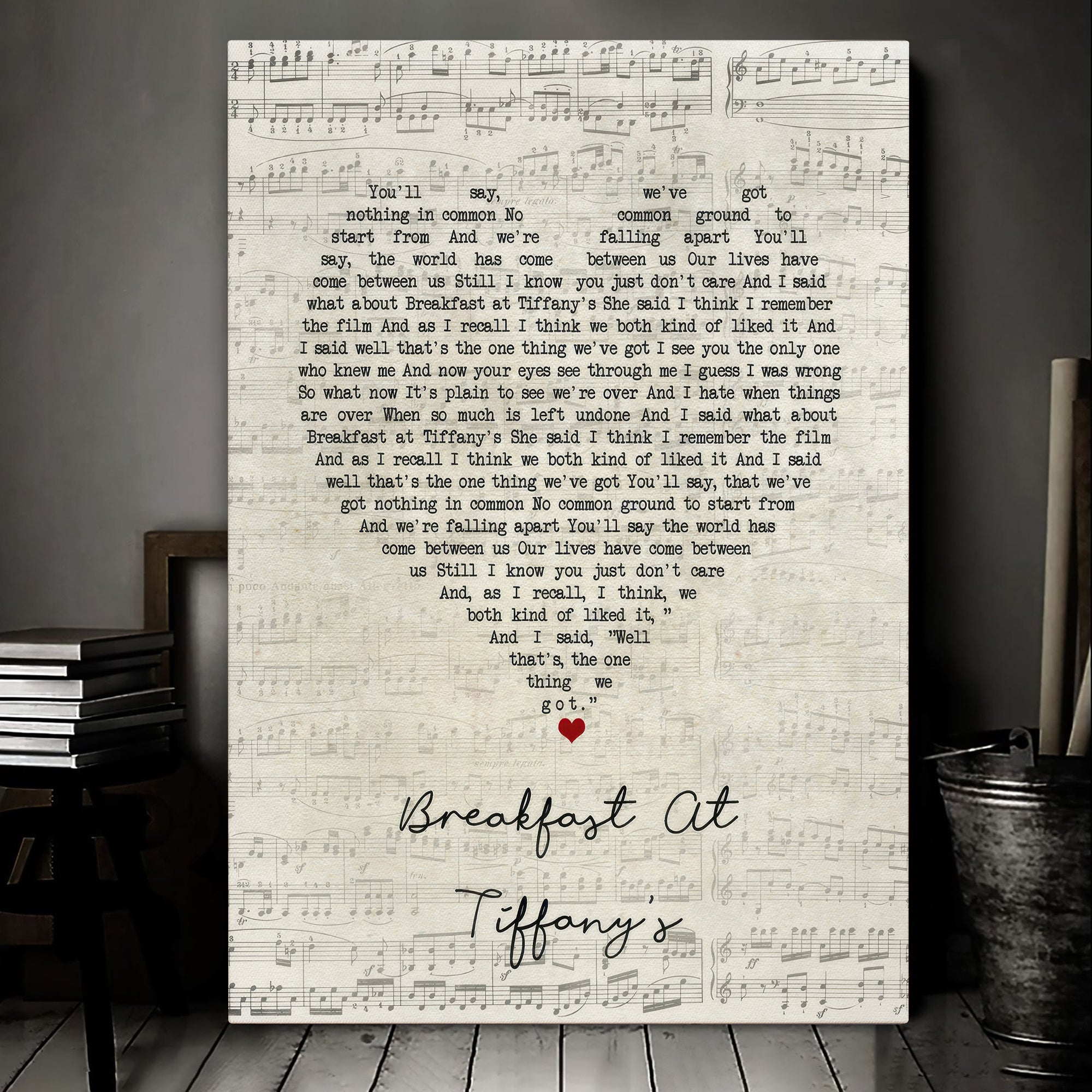 Deep Blue Something Breakfast At Tiffany's Script Heart Song Lyric Art Print Canvas Print Frames