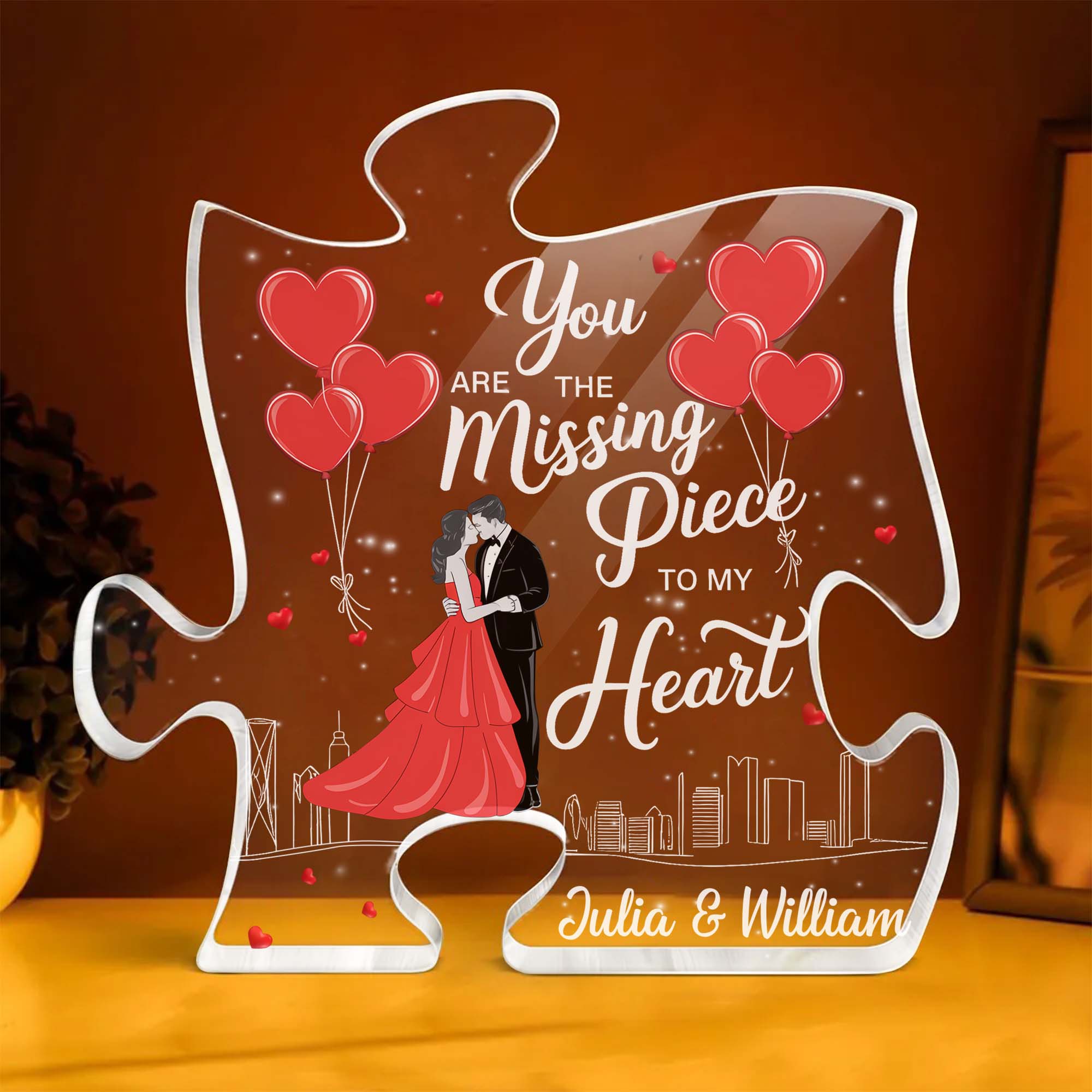 You Are The Missing Piece To My Heart Personalized Acrylic Plaque, Valentine's Day Gifts