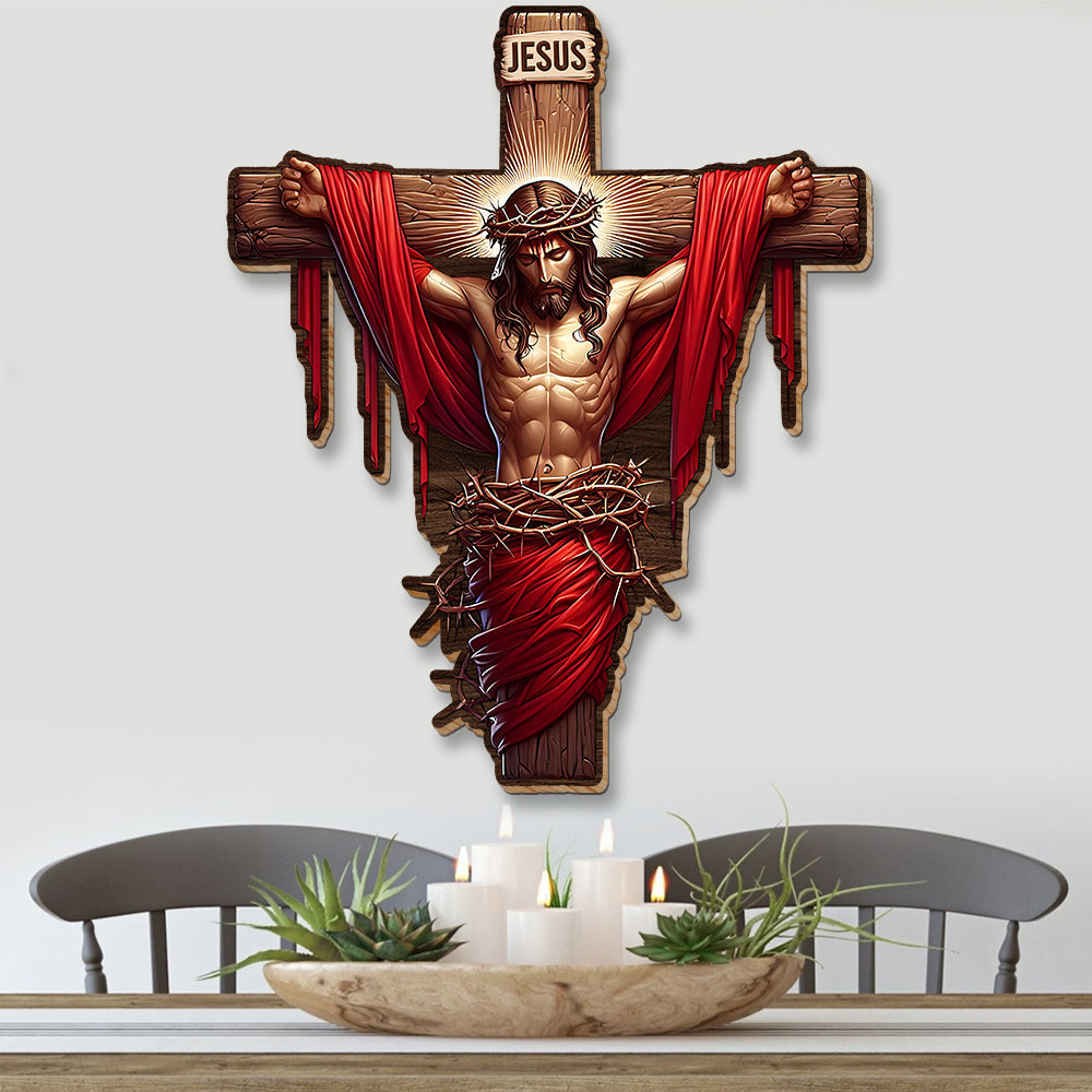 Jesus On The Cross Wood Sign, Gifts For Christians, Jesus Wall Art