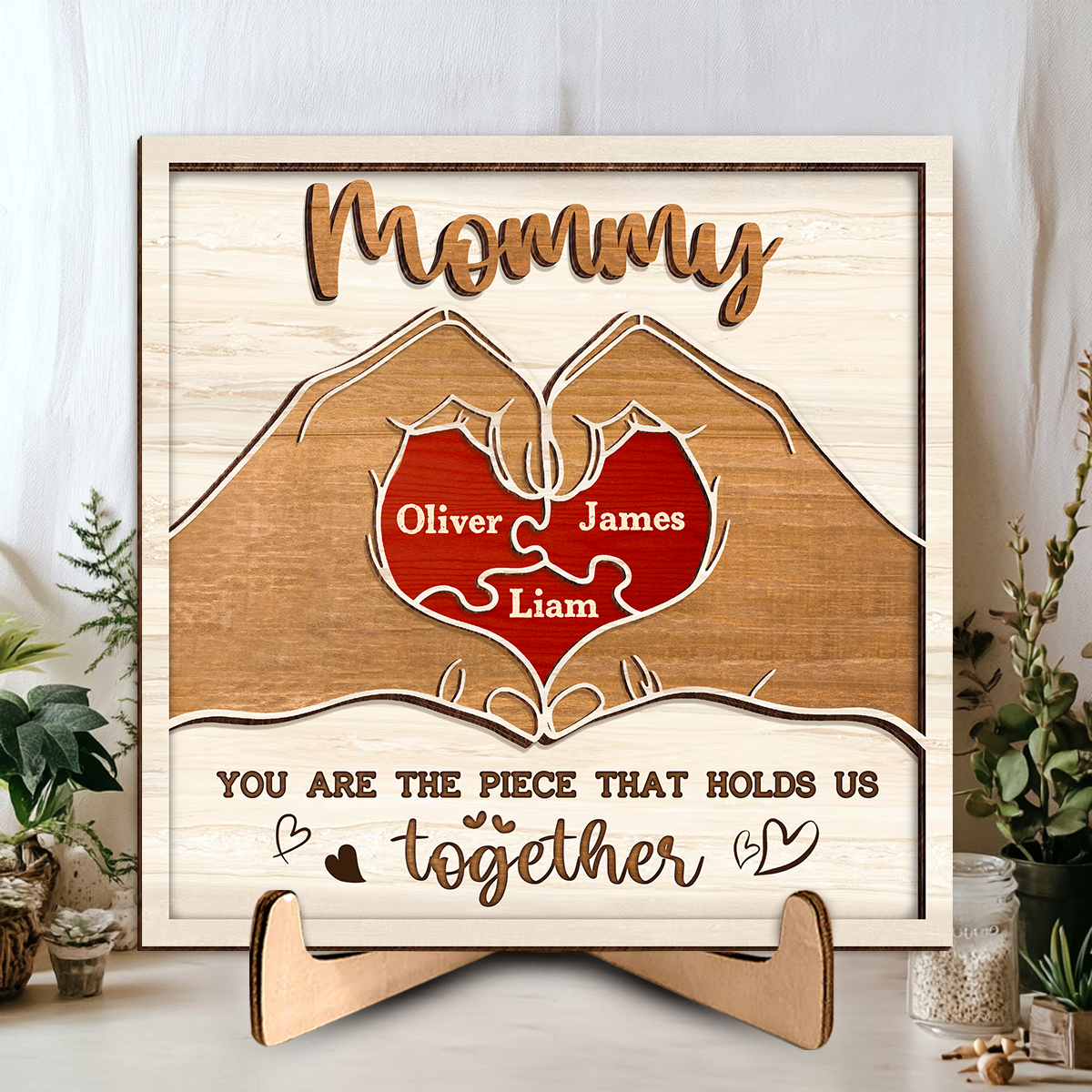 You Are The Piece That Hold Us Together Mommy Puzzle Wood Sign, Mother's Day Gift, Gift For Mom