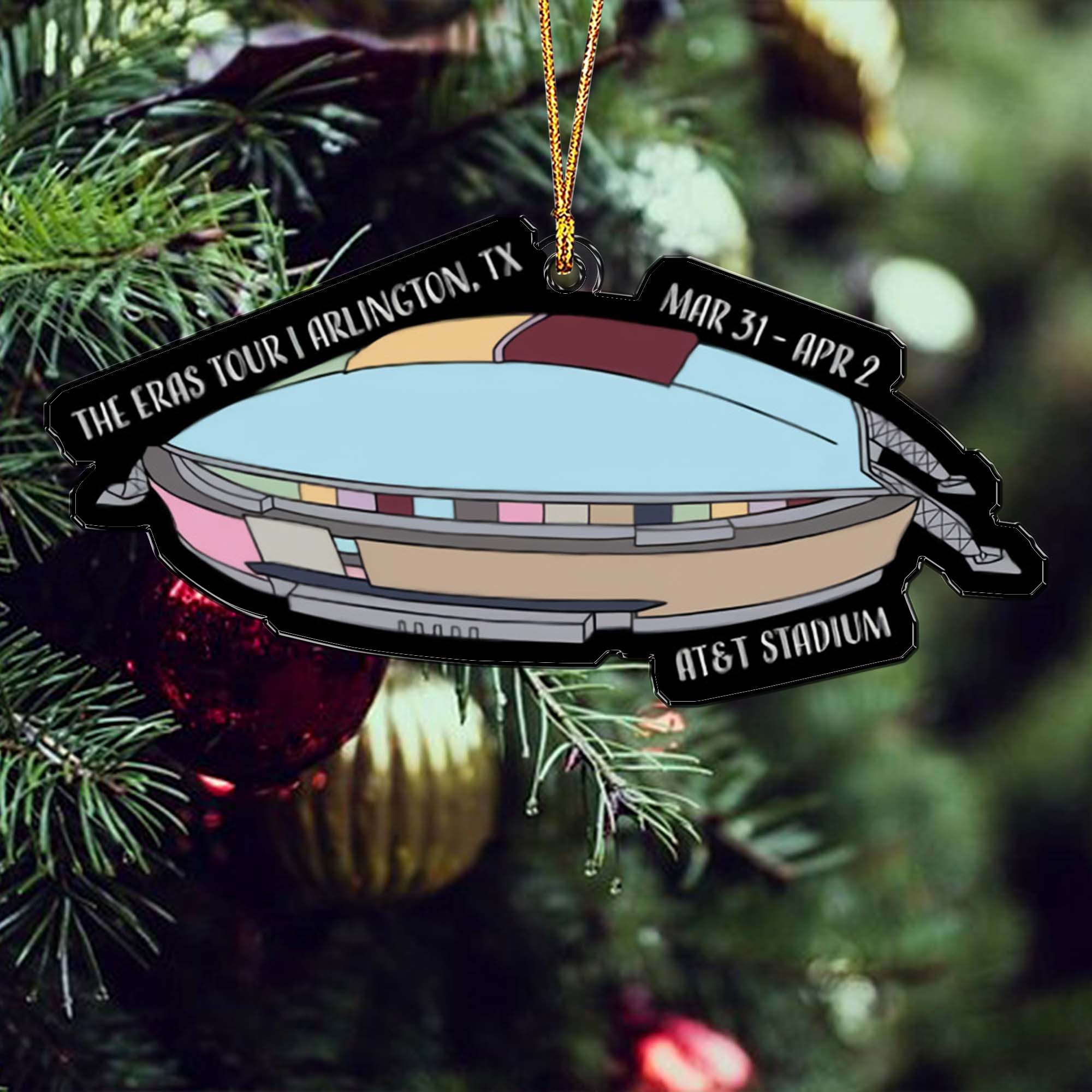 The Eras Tour Arlington Stadium Personalized Acrylic Christmas Ornament, Gift For Swifties