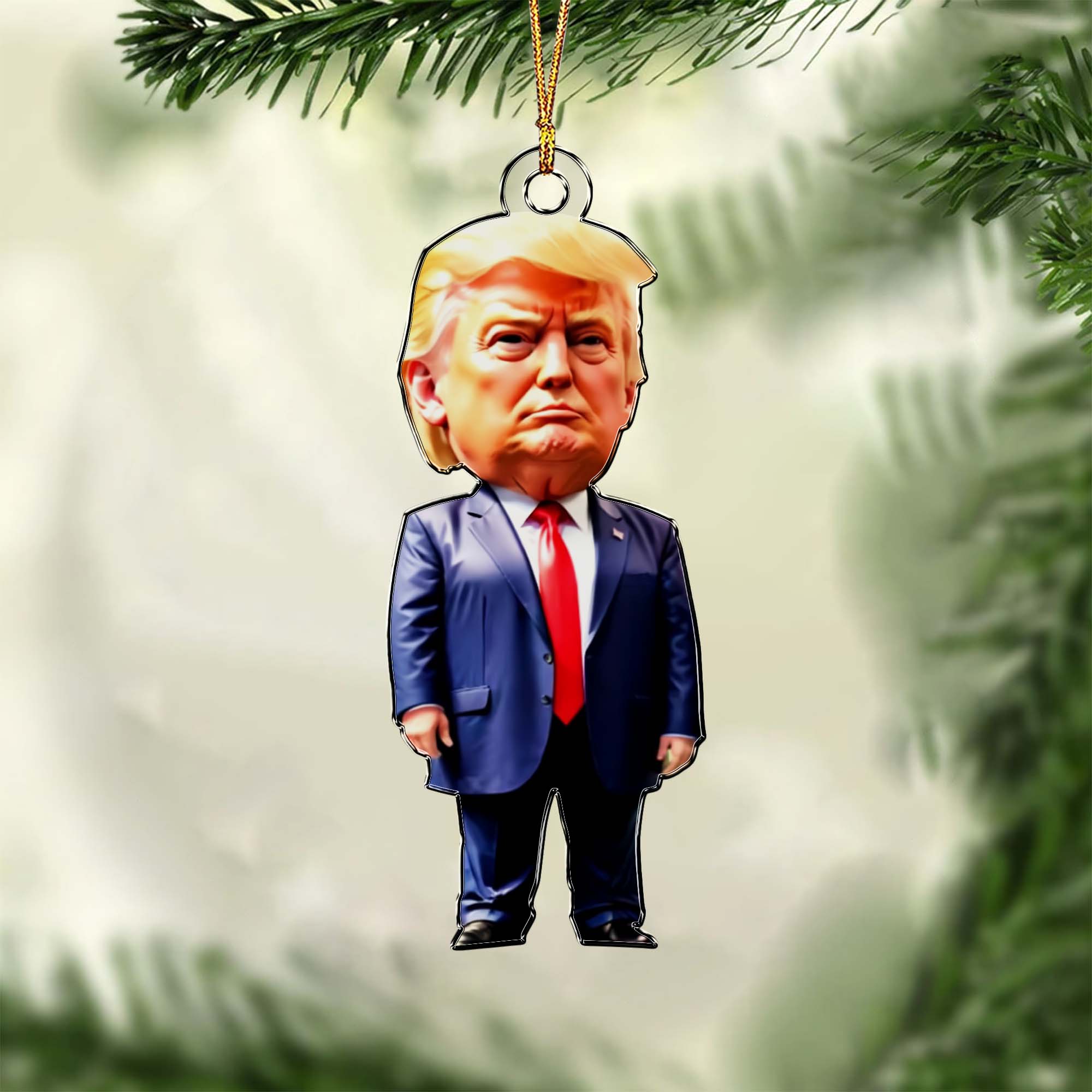 Trump2024 Acrylic Christmas Ornament, Funny Political Gifts, 47th President